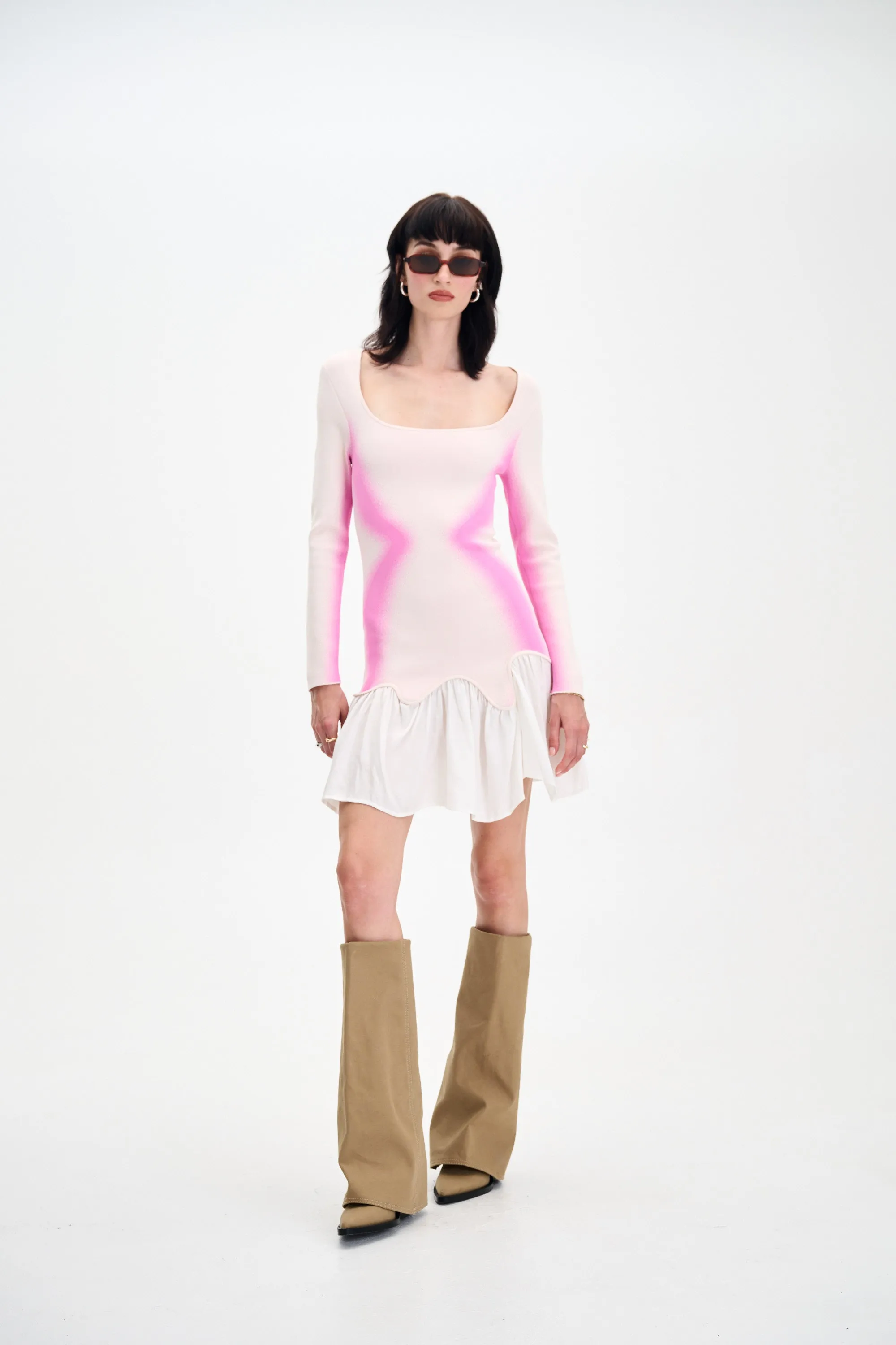 BELLA MIXED MEDIA MINI DRESS Photo Glow