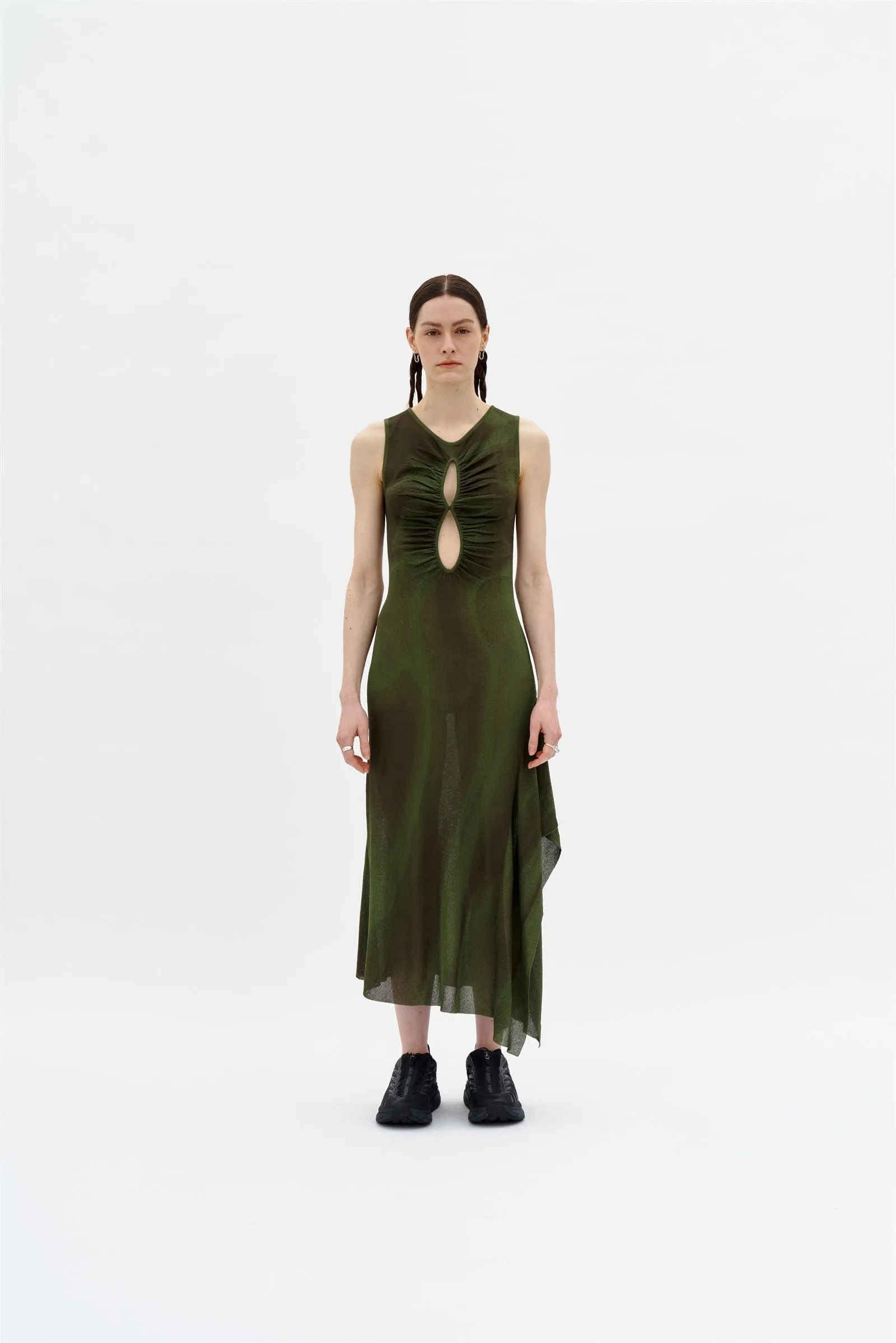 Pleated-Skirt ROSIE RUCHED SHEER TANK DRESS