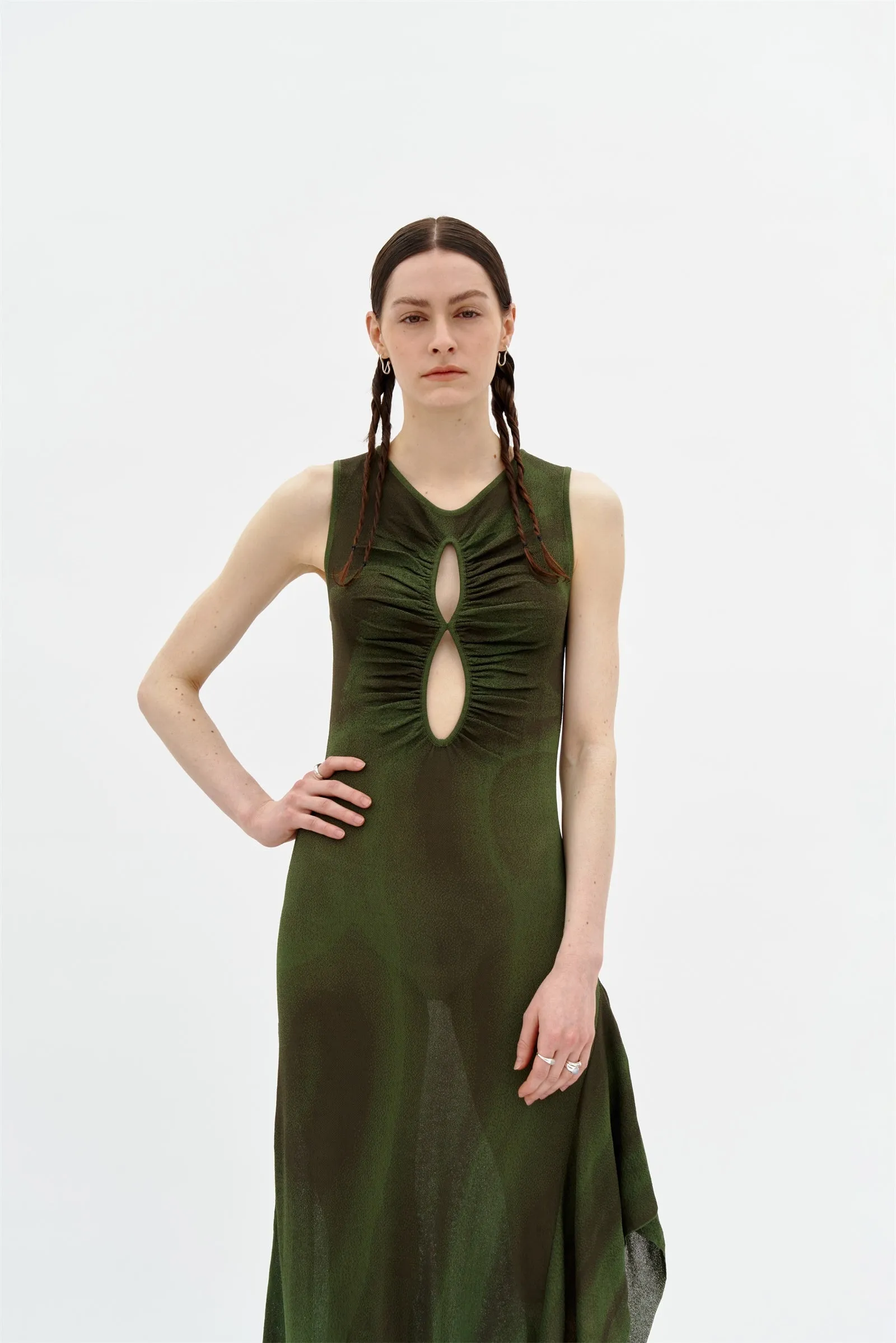 ROSIE RUCHED SHEER TANK DRESS Casual event outfit Vibrant Waist Fit