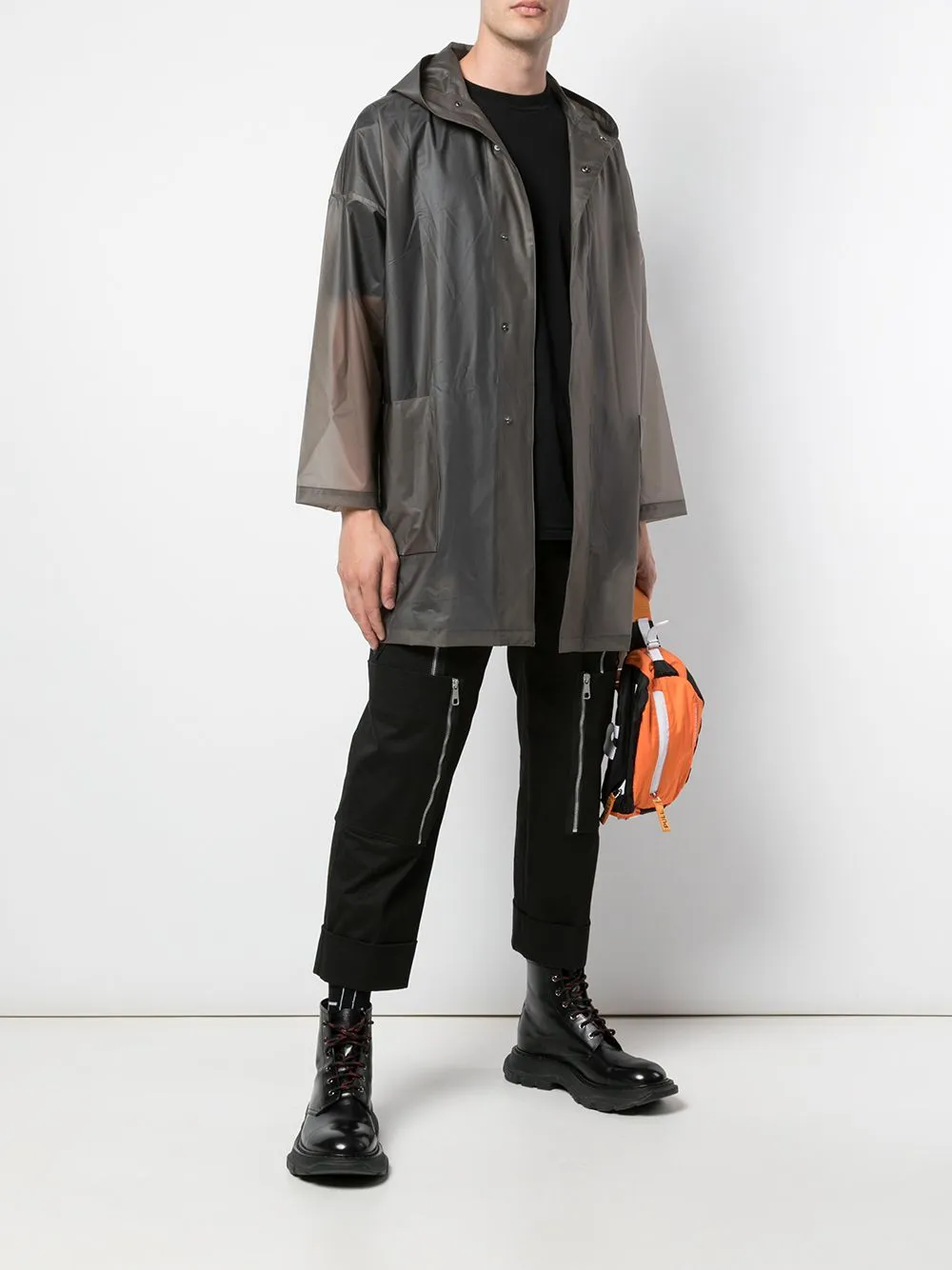 BLACK TPU JACKET BLACK Layered Collar Design Minimalist Pocket Layout