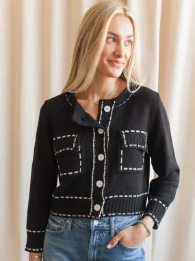 Blaire Contrast Sweater - Black Casual Cozy