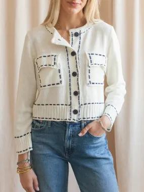 Luxe Wear Knit Apparel Blaire Contrast Sweater - Ivory