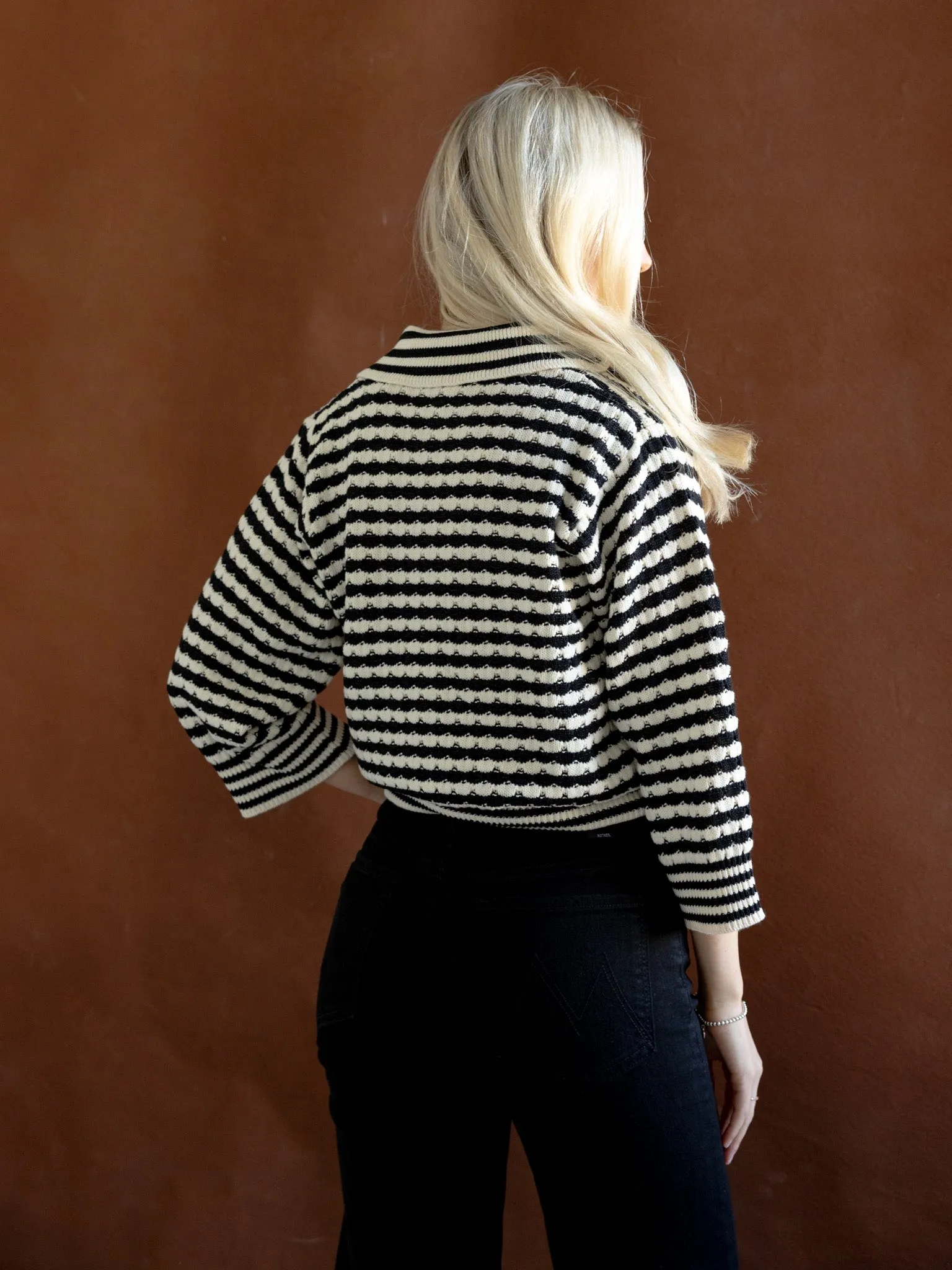 Essential Comfort Comfort Waist Blaire Striped Sweater Black