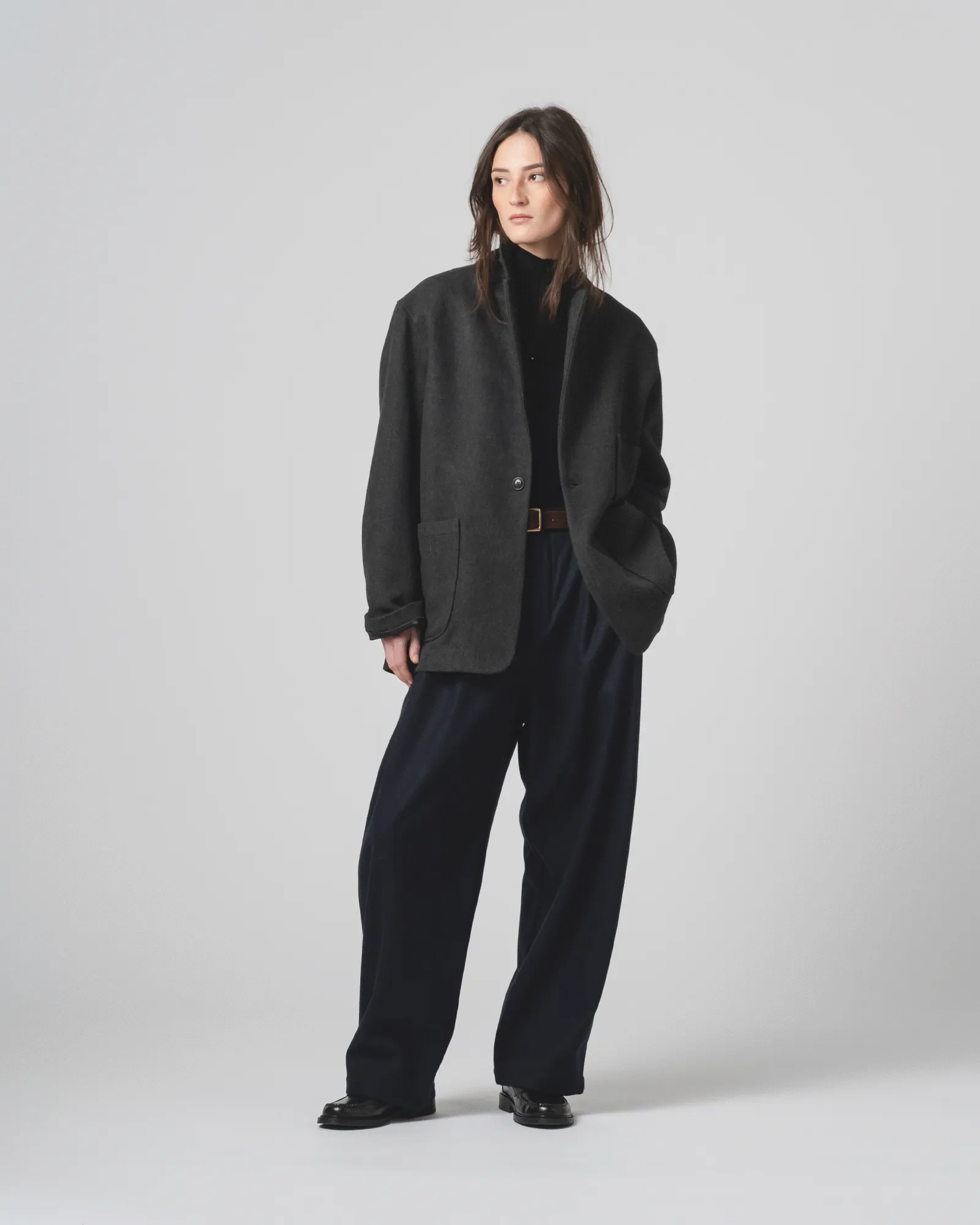 Hooded Comfort Fit Blazer Terrestre Wool Anthracite