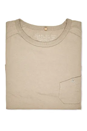 Nigel Cabourn Ladies Dark Beige Classic Freedom Sleeve Big T-Shirt Soft touch finish