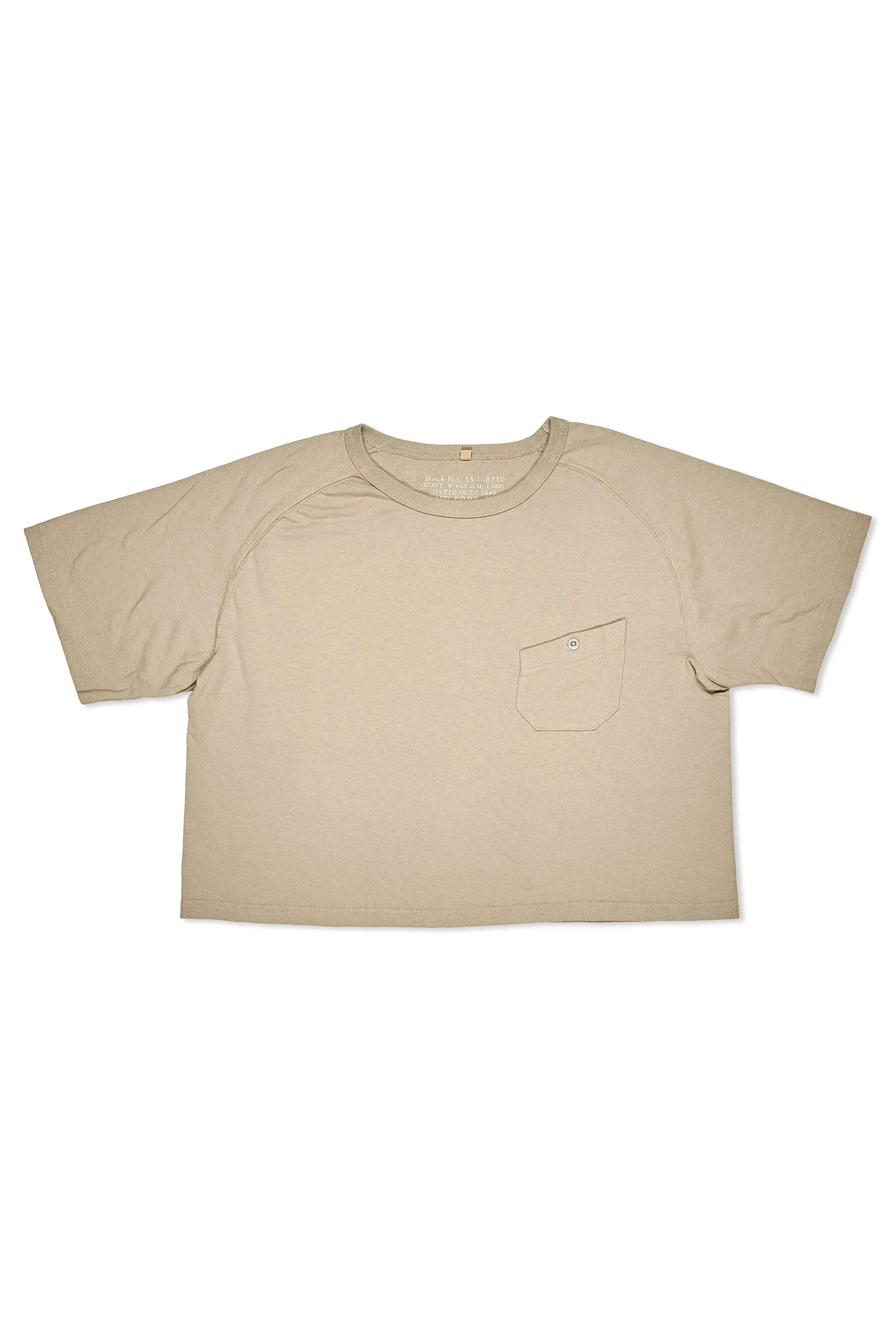 Nigel Cabourn Ladies Dark Beige Classic Freedom Sleeve Big T-Shirt Coffee Run