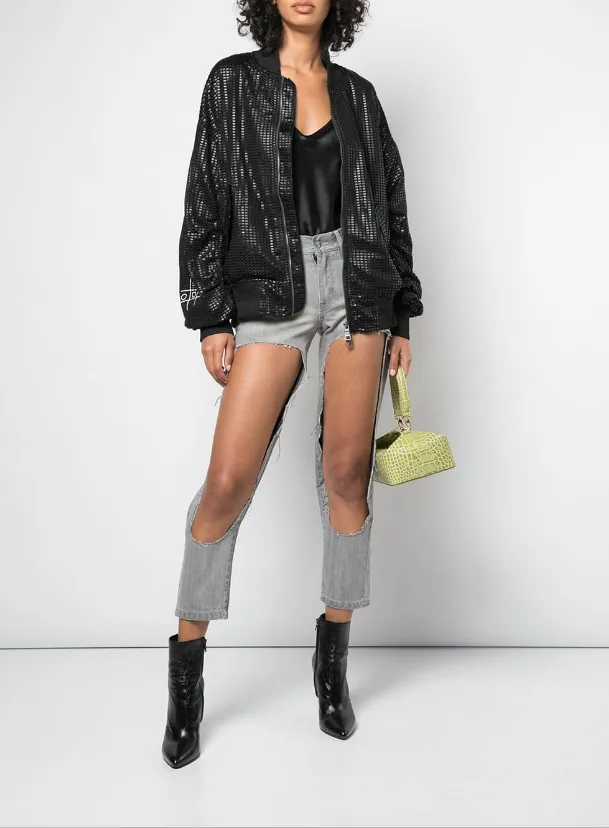 Flatlock Seam Construction GlowInTheDarkAccents BOMBER JACKET