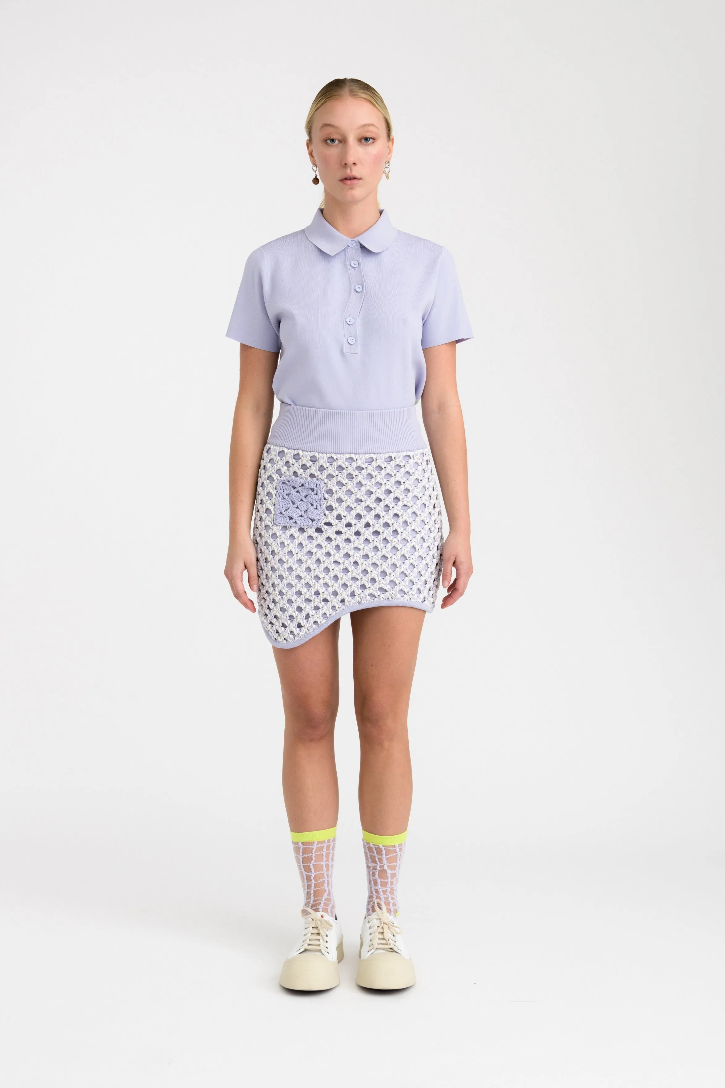 ErgonomicStitching Casual Comfort Look BOZO CROCHET WAVY MINI SKIRT