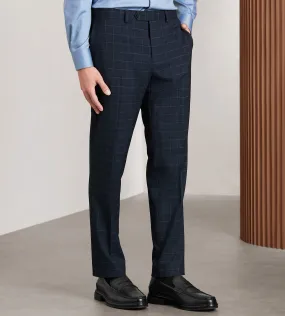Relaxed Comfort Wear Practical Wear Slim Fit Navy Windowpane Suit Pants