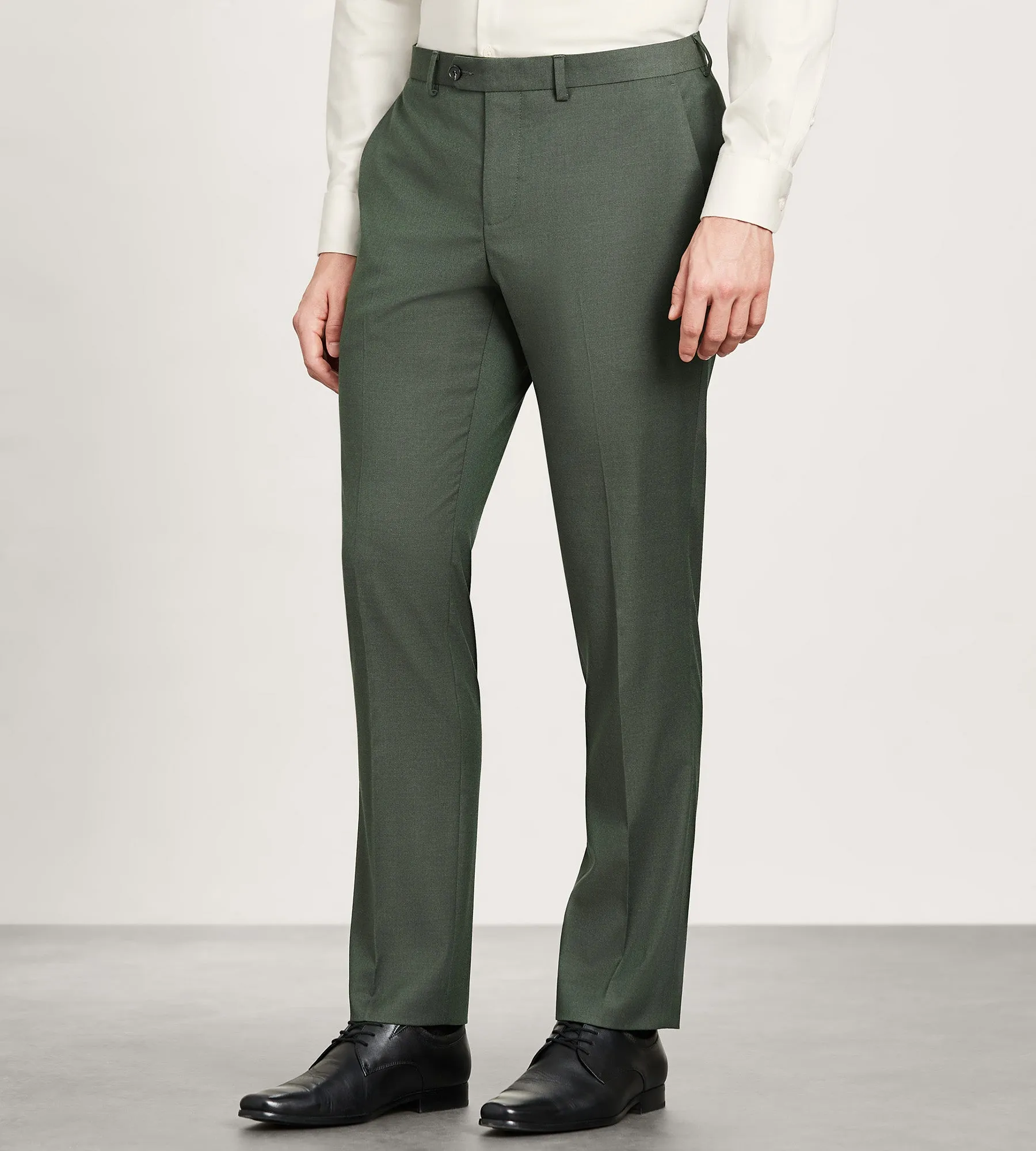 Modern Fit Olive Solid Suit Pants Tear Resistant Travel Ready