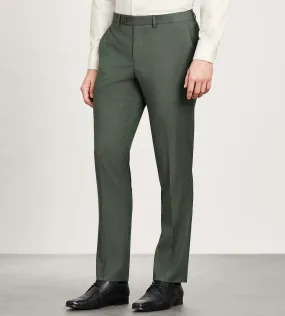 Simple Comfort Wear Fashionable Appeal Modern Fit Olive Solid Suit Pants