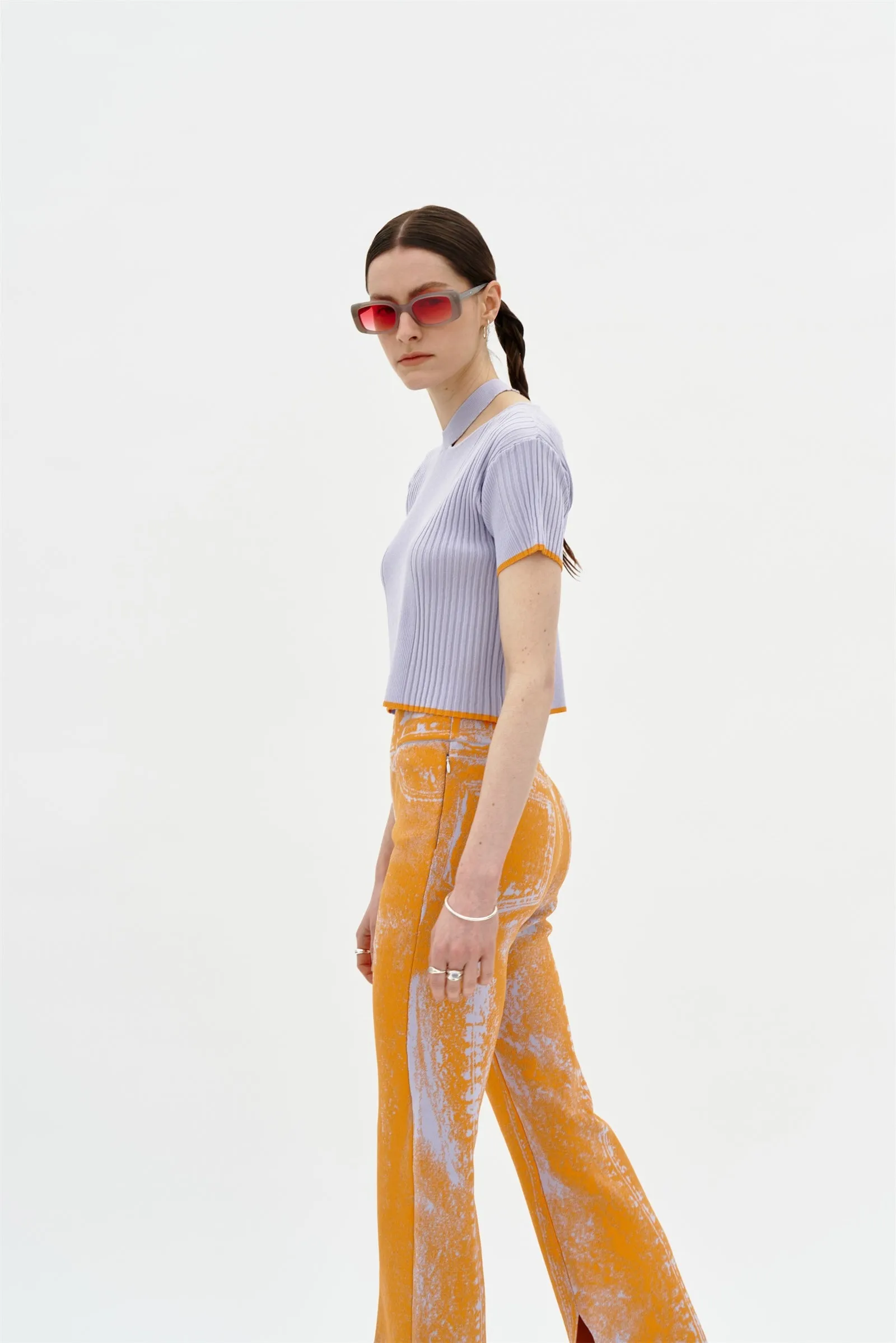 TOBY SKINNY FAKE DENIM PANTS WITH SLIT Travel Ready Fit MultiPocketSystem