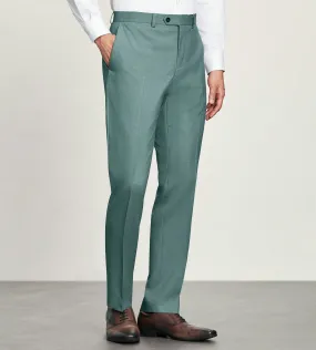 Sporty Comfort ripstop fabric Modern Fit Teal Solid Suit Pants