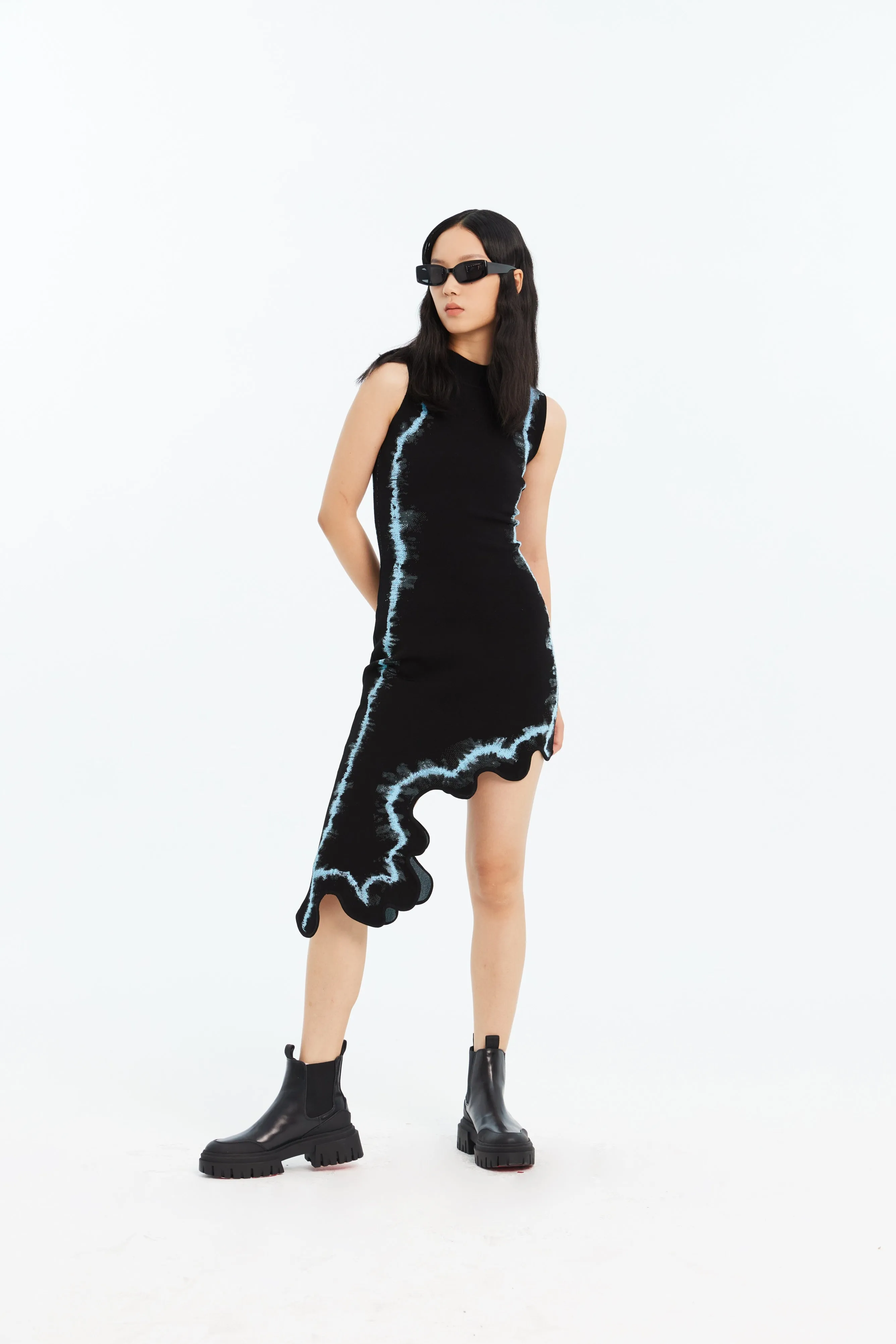 Unisex Option BROOKLYN ECO "TIE DYE" WAVY ASYMMETRIC DRESS
