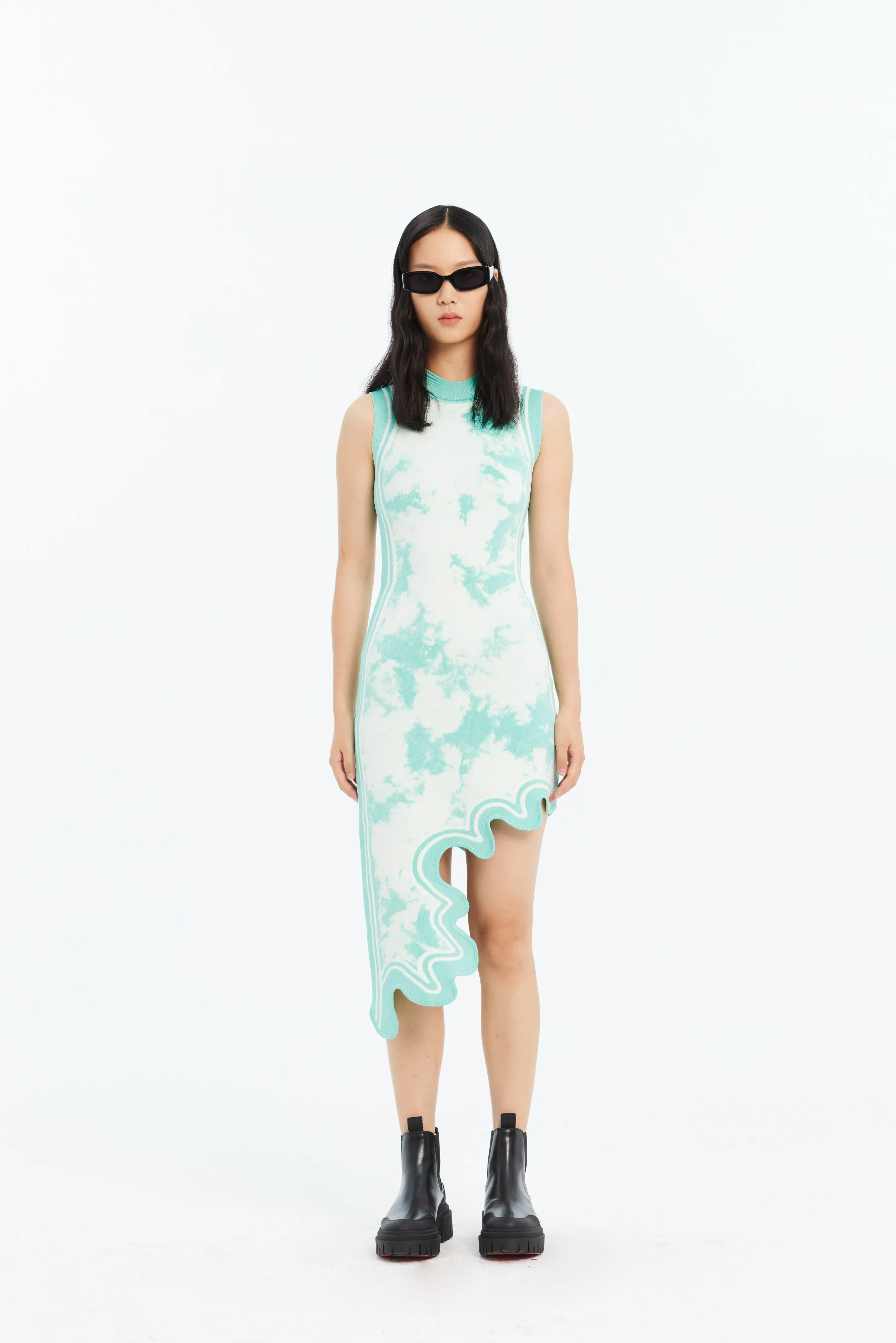 BROOKLYN ECO "TIE DYE" WAVY ASYMMETRIC DRESS Easy Pairing Stylish Touch