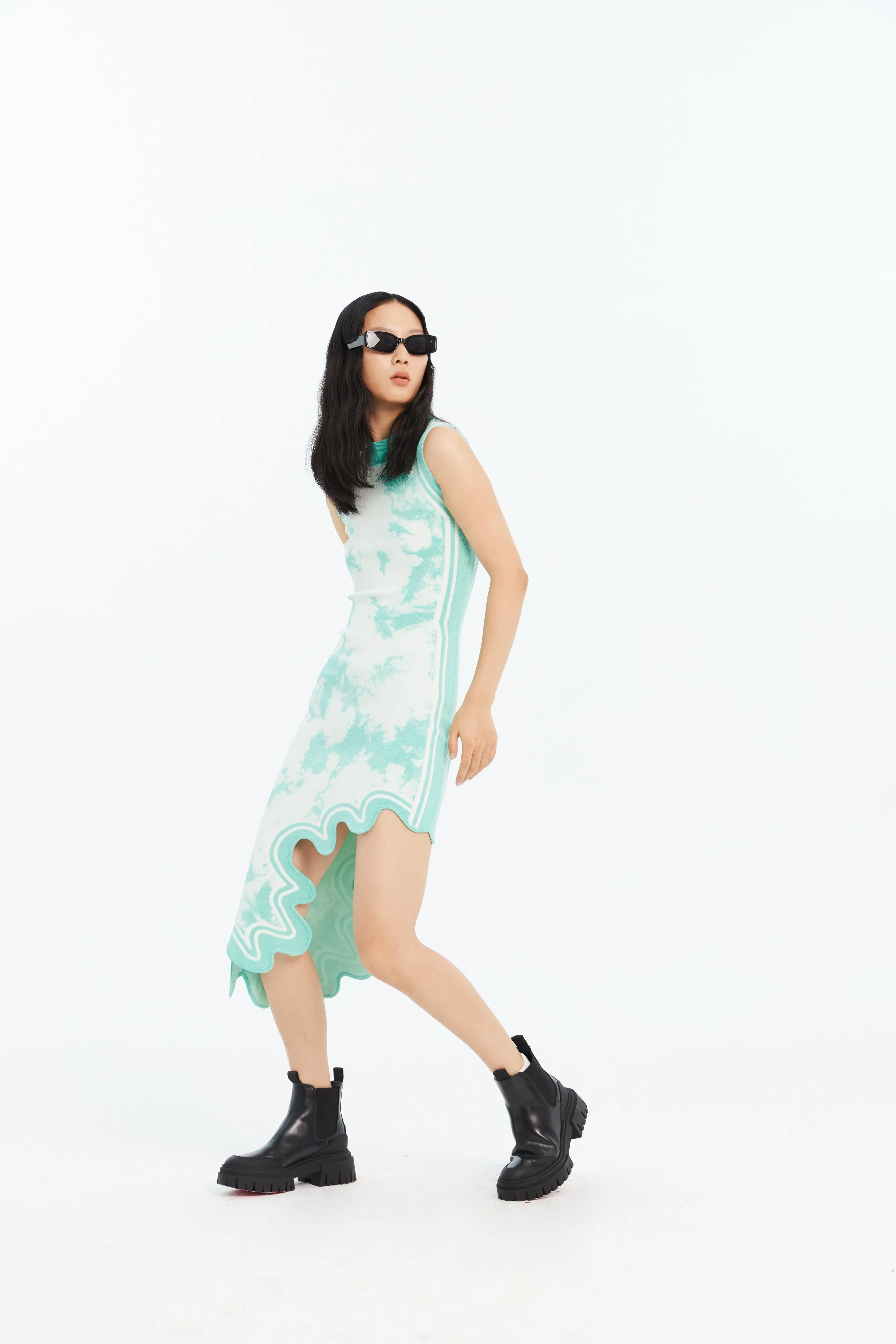 BROOKLYN ECO "TIE DYE" WAVY ASYMMETRIC DRESS Timeless Look