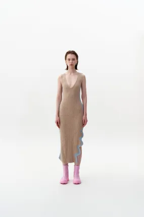 SATURN ECO FAUX FUR REVERSIBLE LONG DRESS WITH SIDE SLIT Event Safe