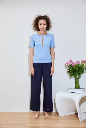 Ribbed Neckline BURNET hydraKNIT ECOVERO POLO blue