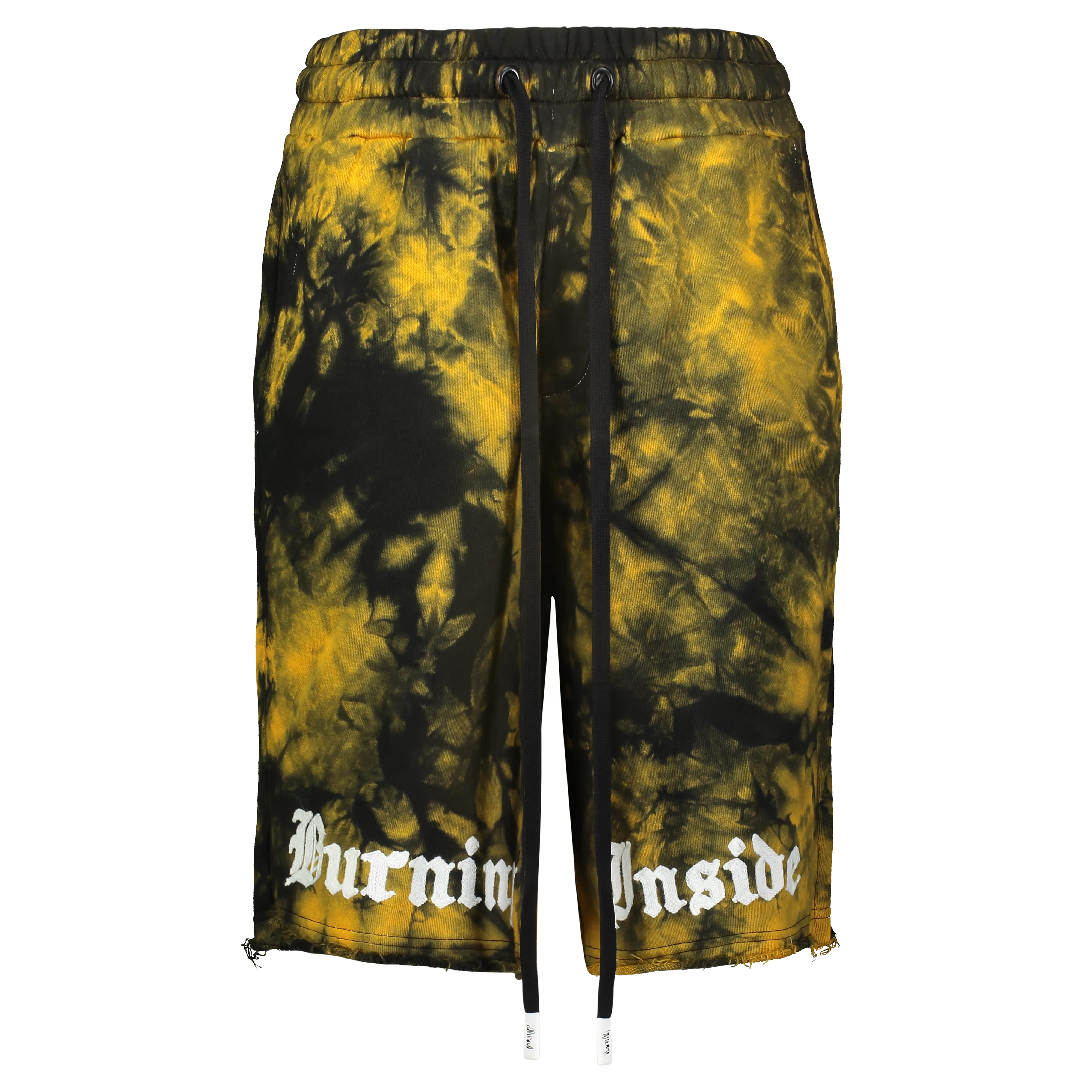 BURNING INSIDE KNIT SHORTS ORANGE/BLACK TIE DYE high - rise Comfortable Waistband