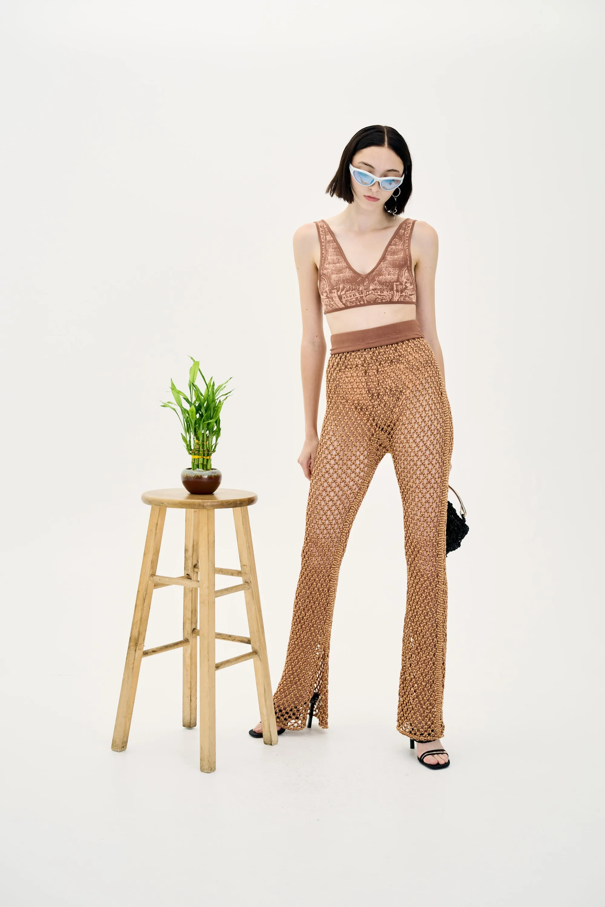 CroppedLength LONGAN FAKE DENIM BRA TOP