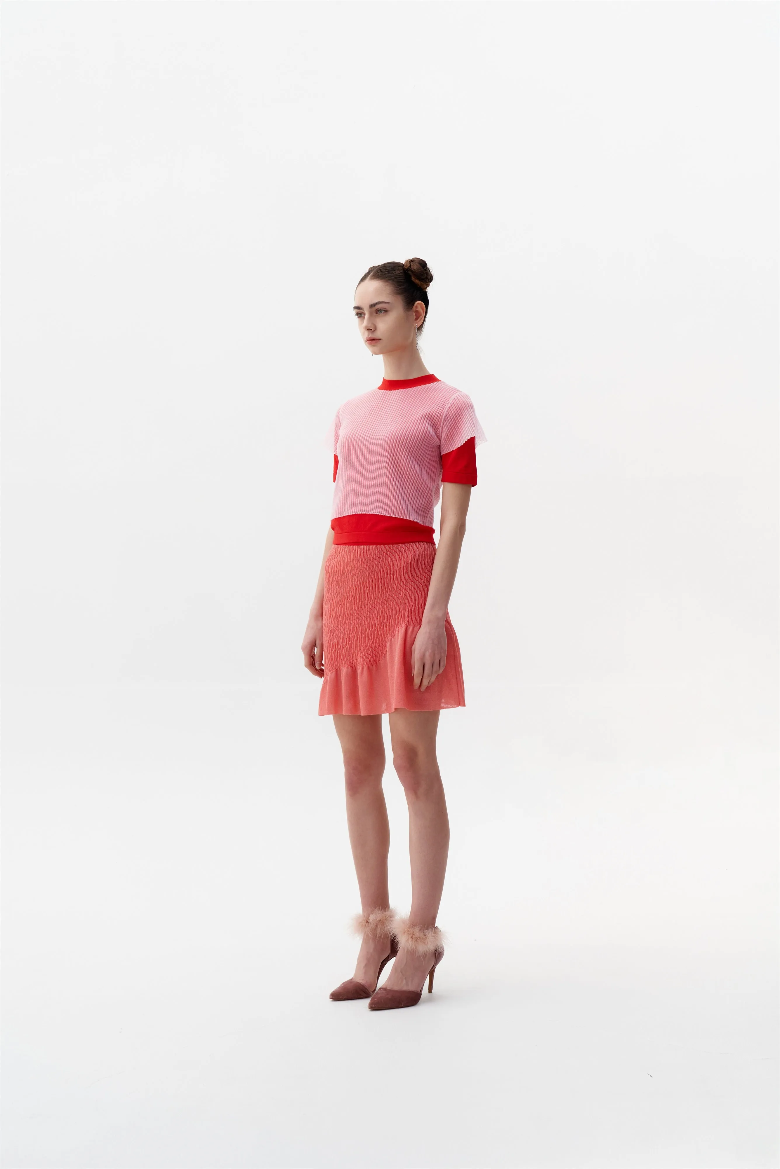 CALIBAN 3D-BUBBLE RUCHED WAVY MINI SKIRT QuickReleaseFastenings