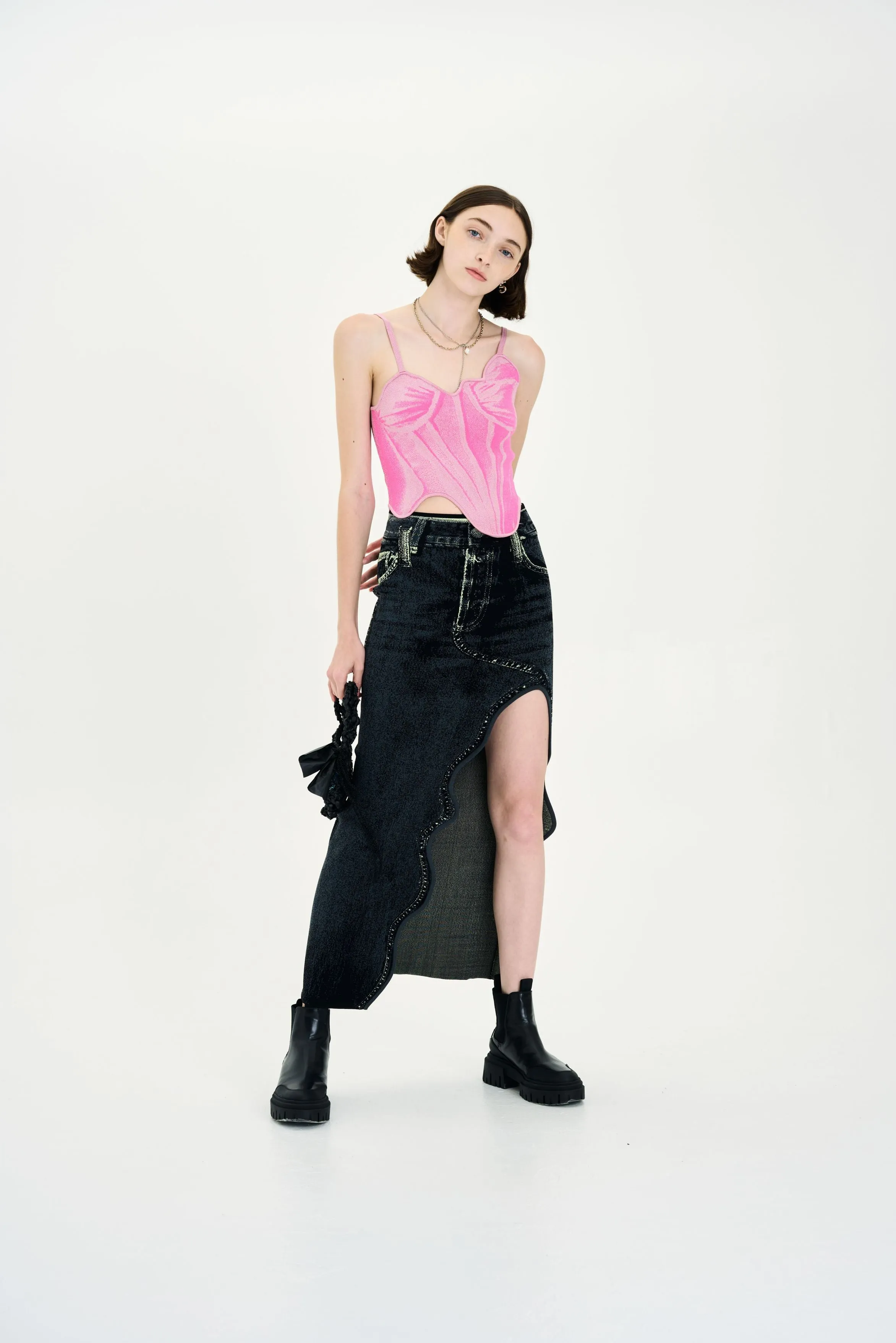 EcoCertified Textile CAMELLIA DENIM PRINT TANK TOP