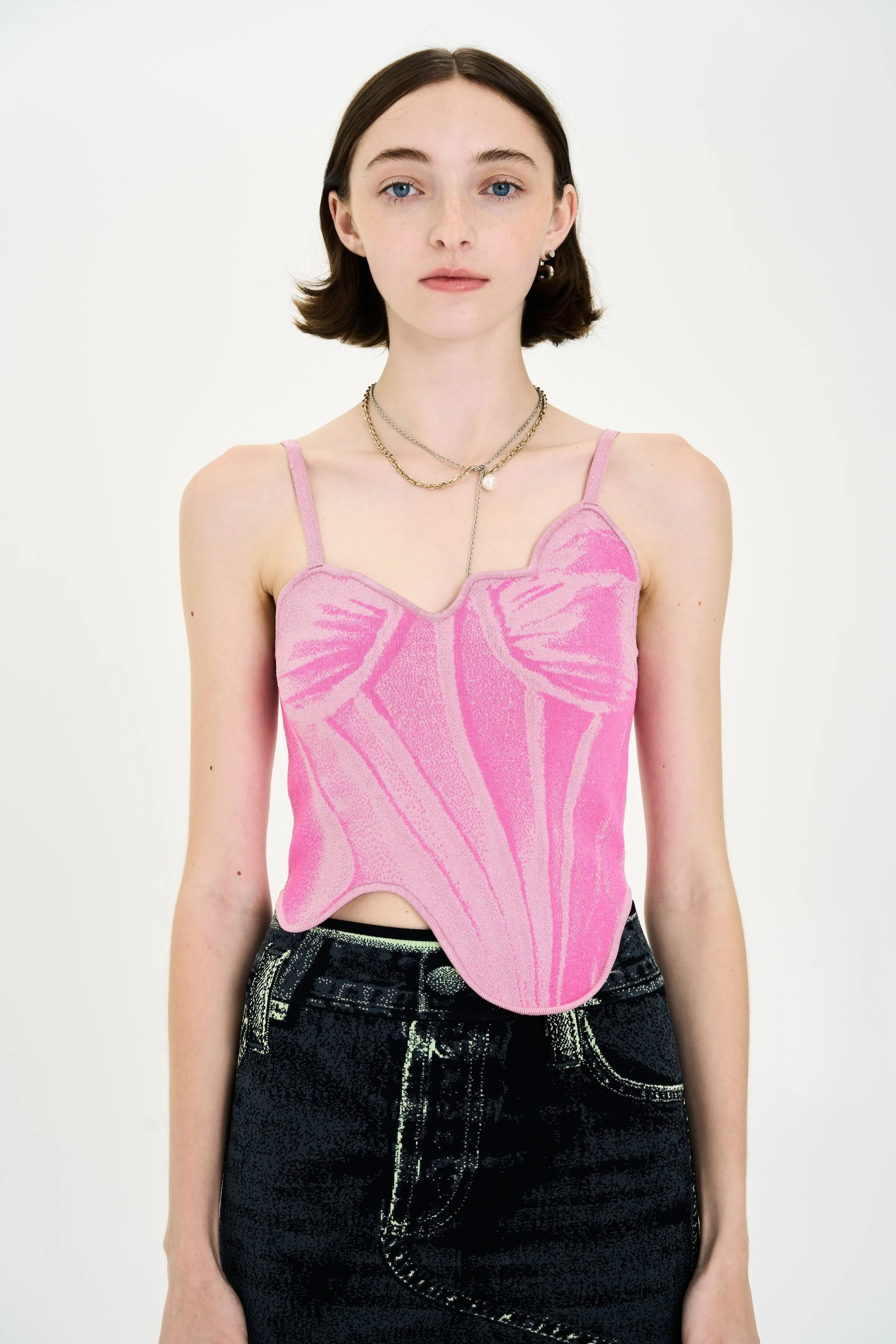 CAMELLIA DENIM PRINT TANK TOP FlatlockSeams WrinkleResistant