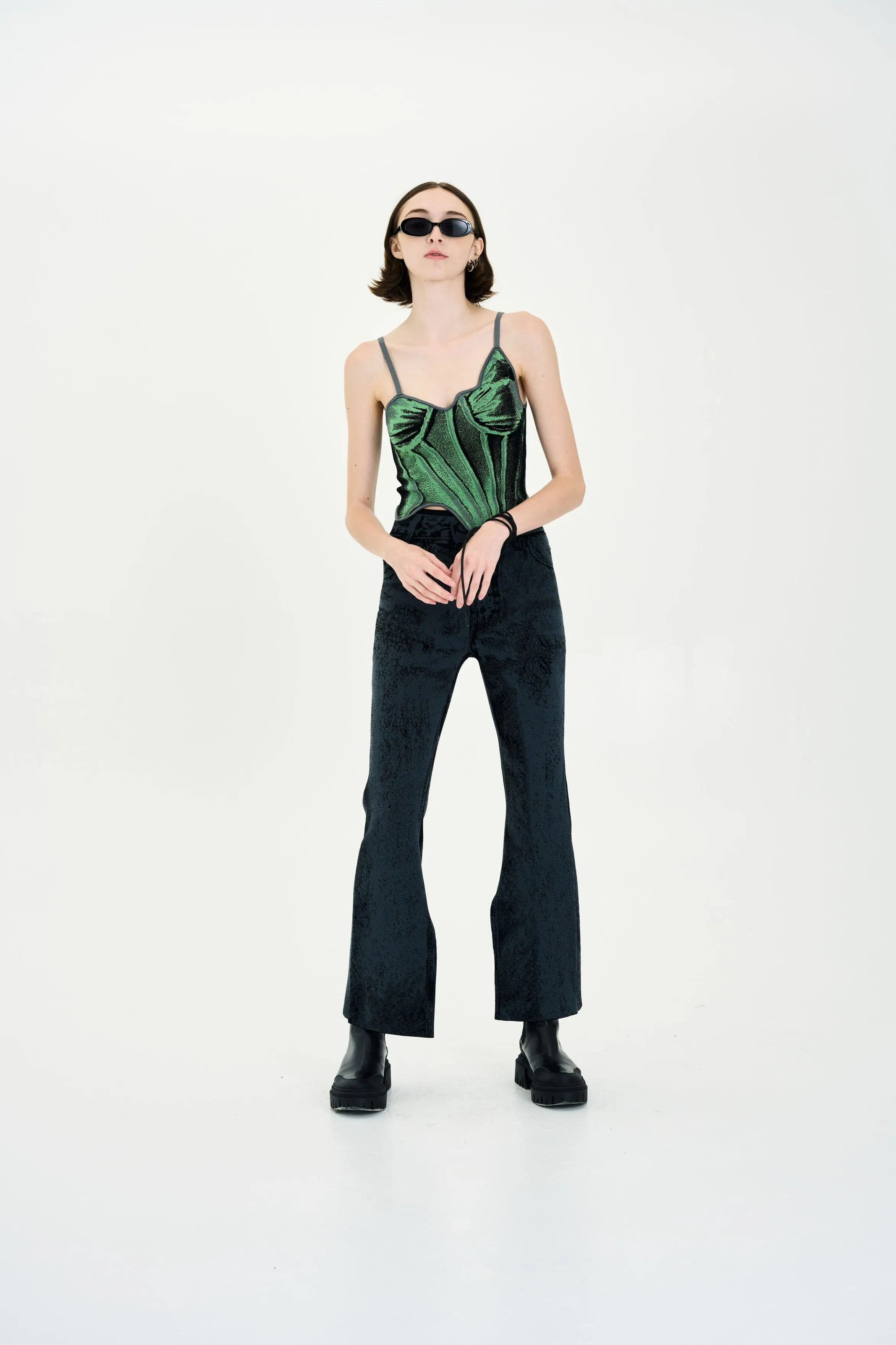 CAMELLIA DENIM PRINT TANK TOP Quick Dry Material TaglessLabel