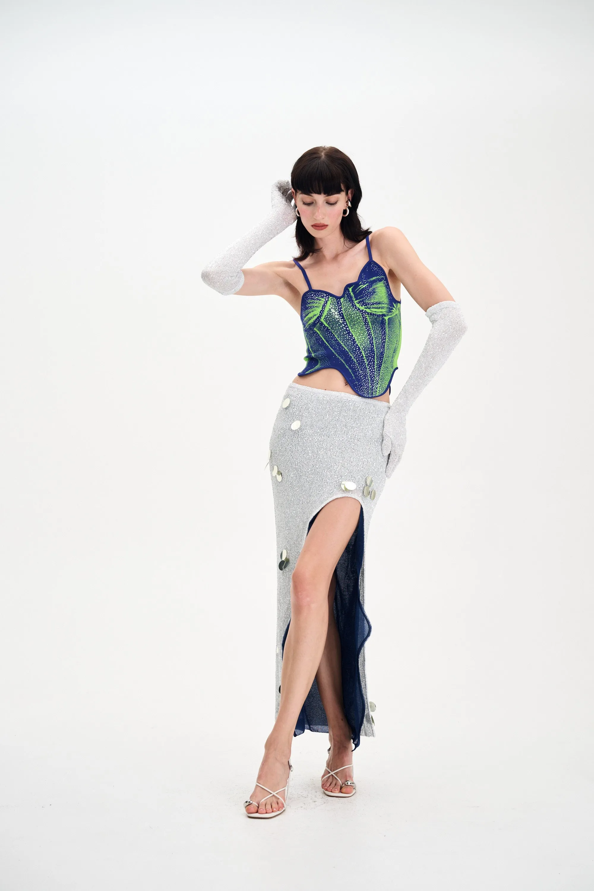 simple design CAMELLIA DENIM PRINT TANK TOP