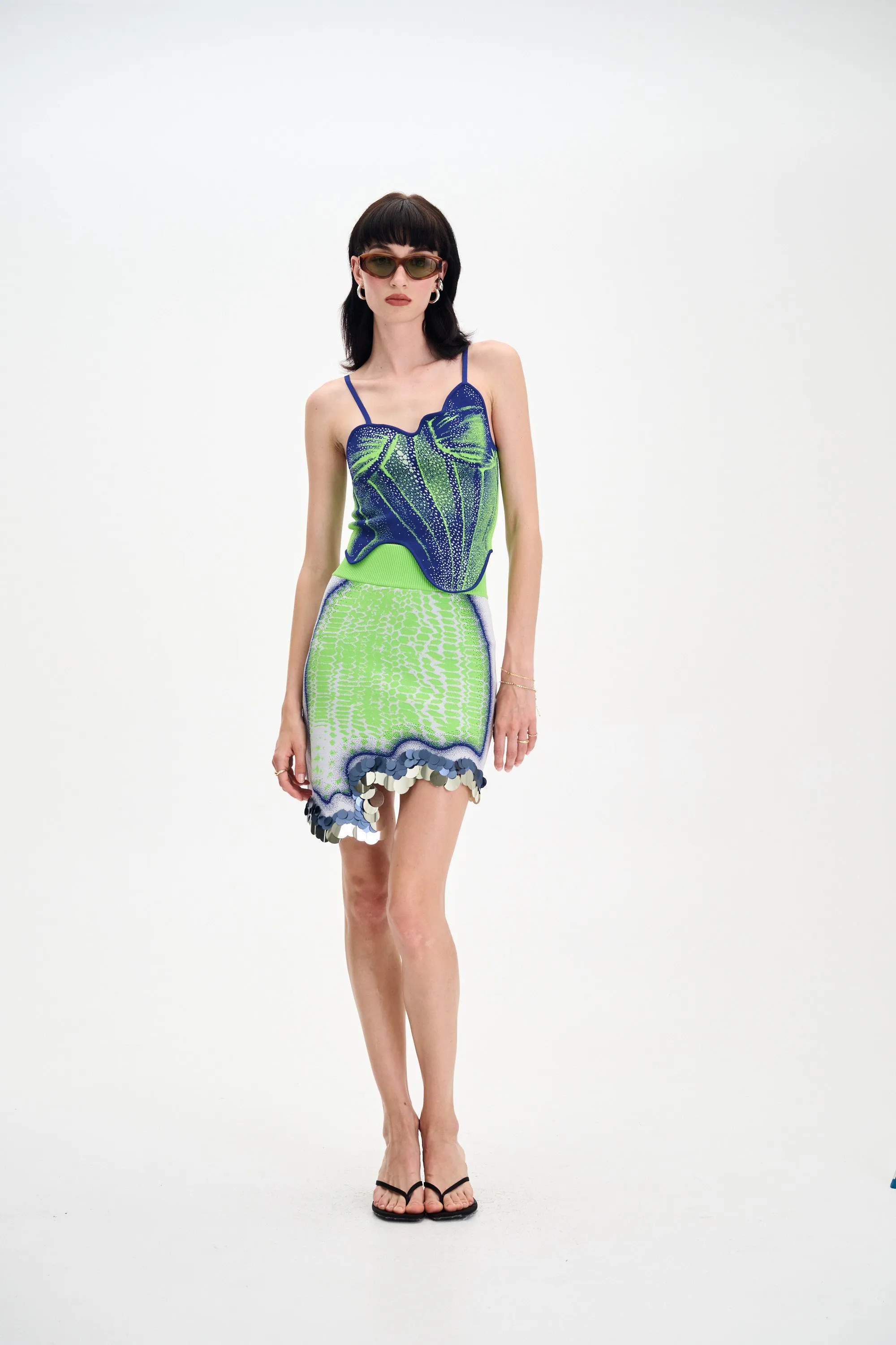 SoftFeel Fabric Formal Shirt CAMELLIA DENIM PRINT TANK TOP