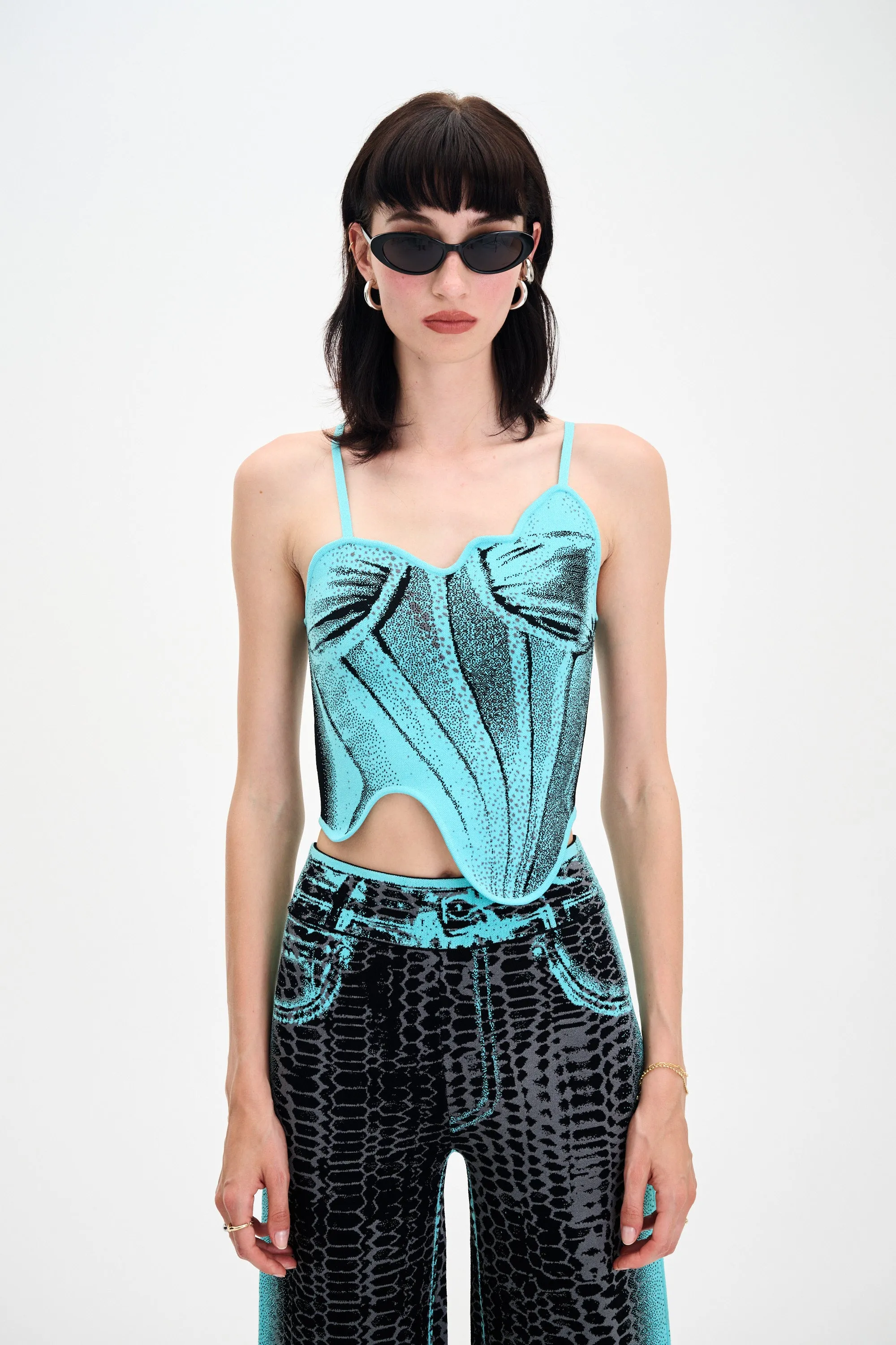 CAMELLIA DENIM PRINT TANK TOP Self Cleaning Coating