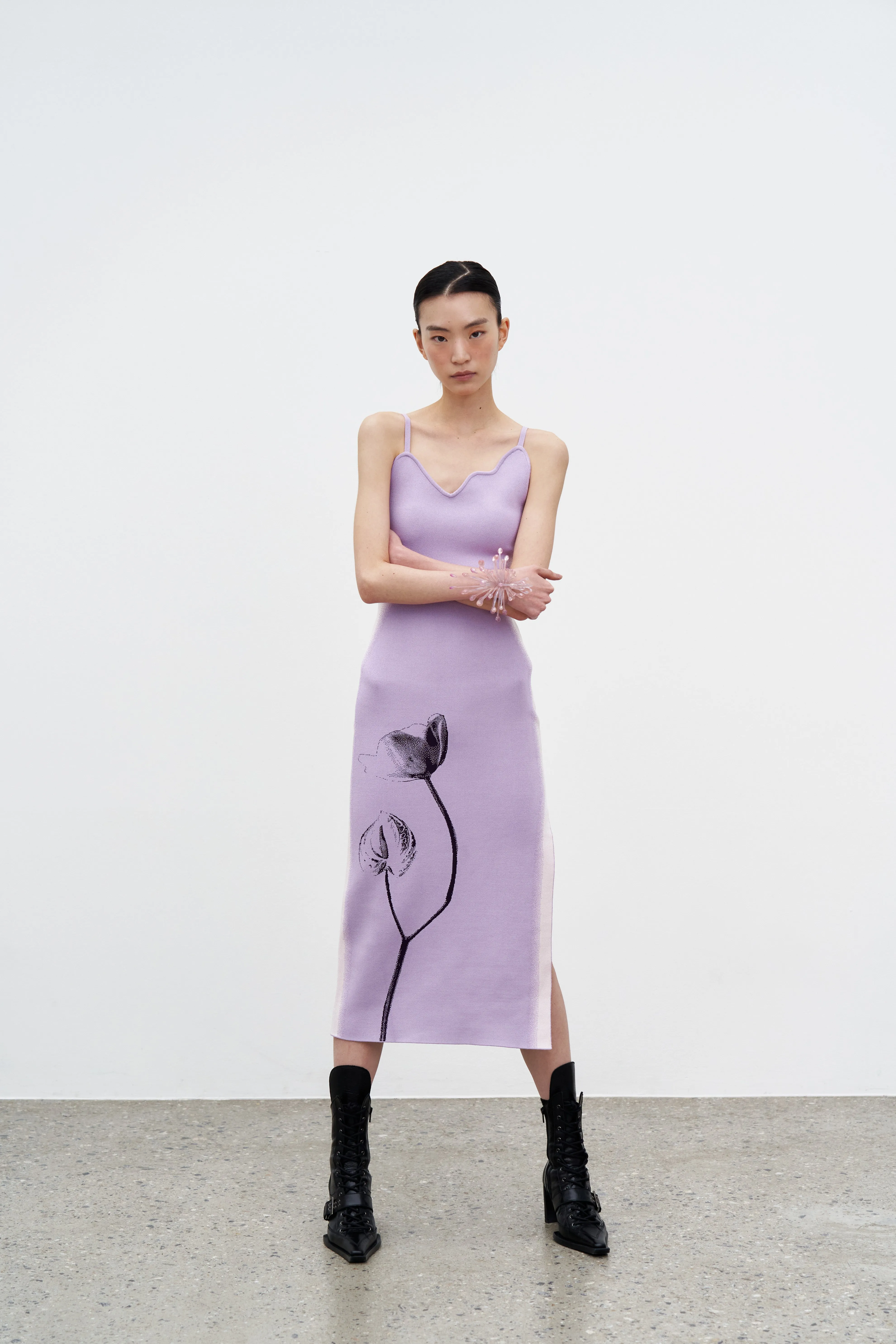 Sheer Panel JASMINE FLOWER PRINT TANK DRESS