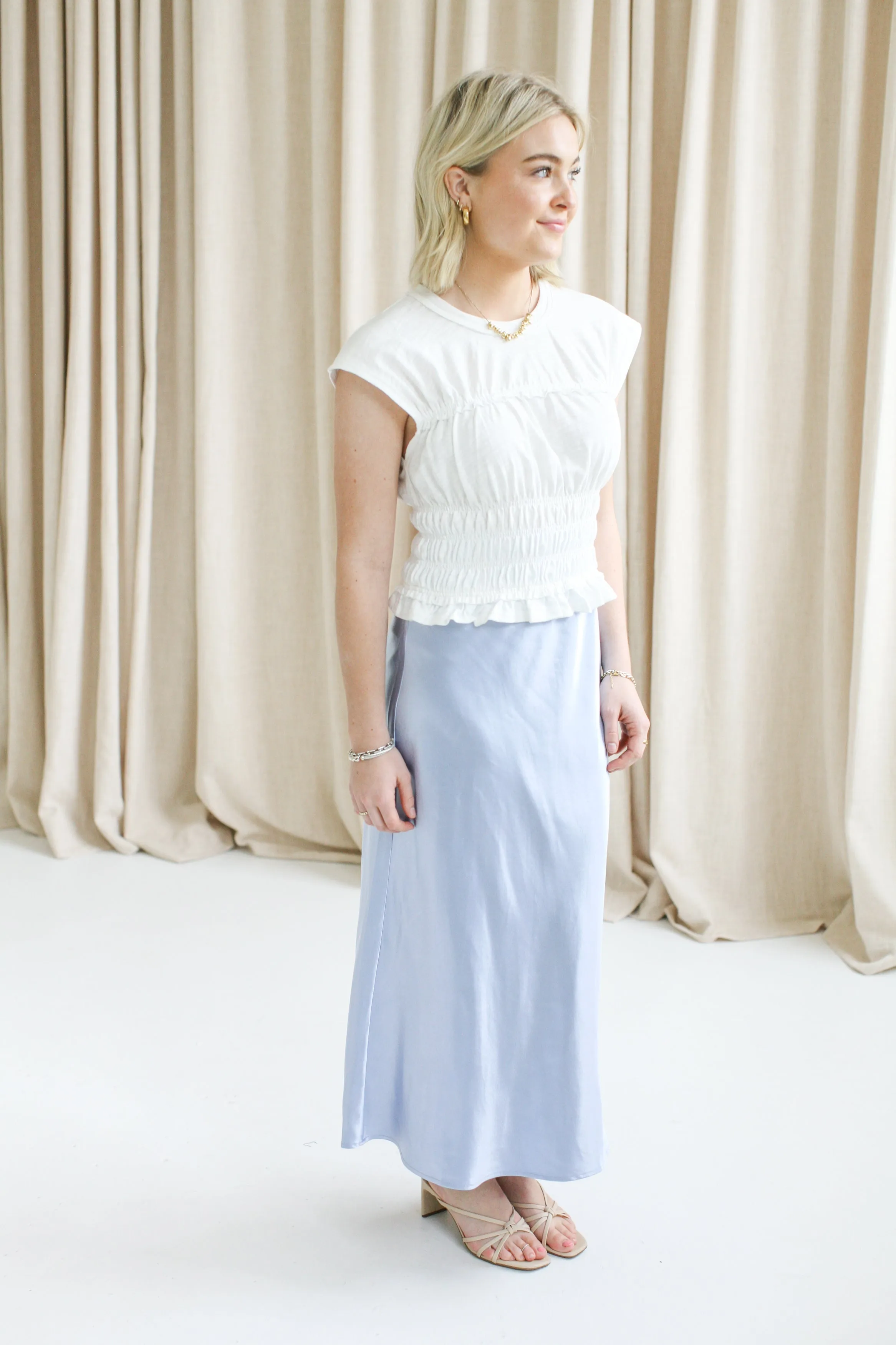 Clean Lines Sky Slip Skirt
