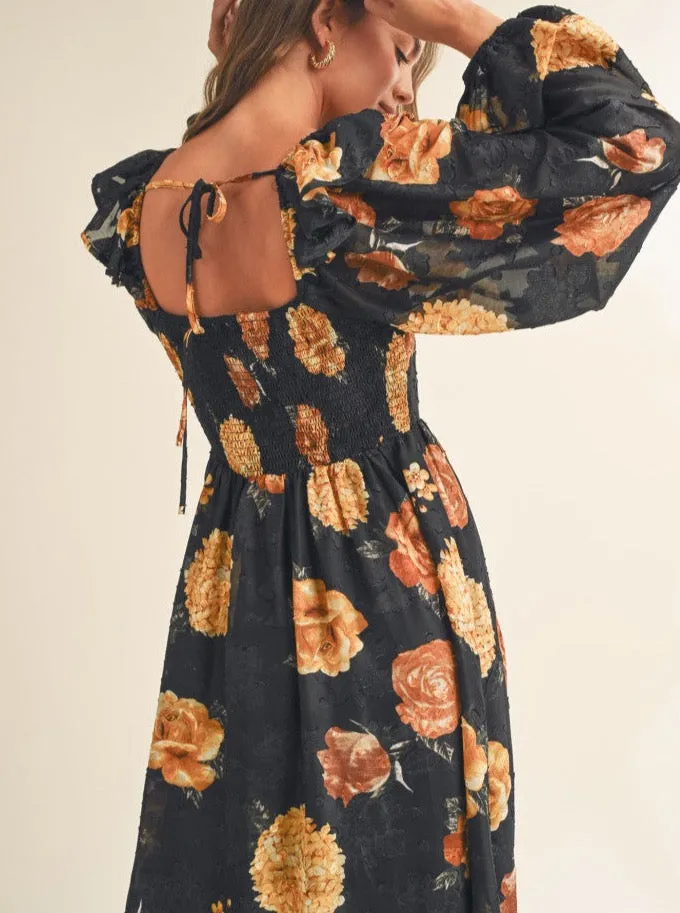 Polished Wear Angela Black Floral Dress