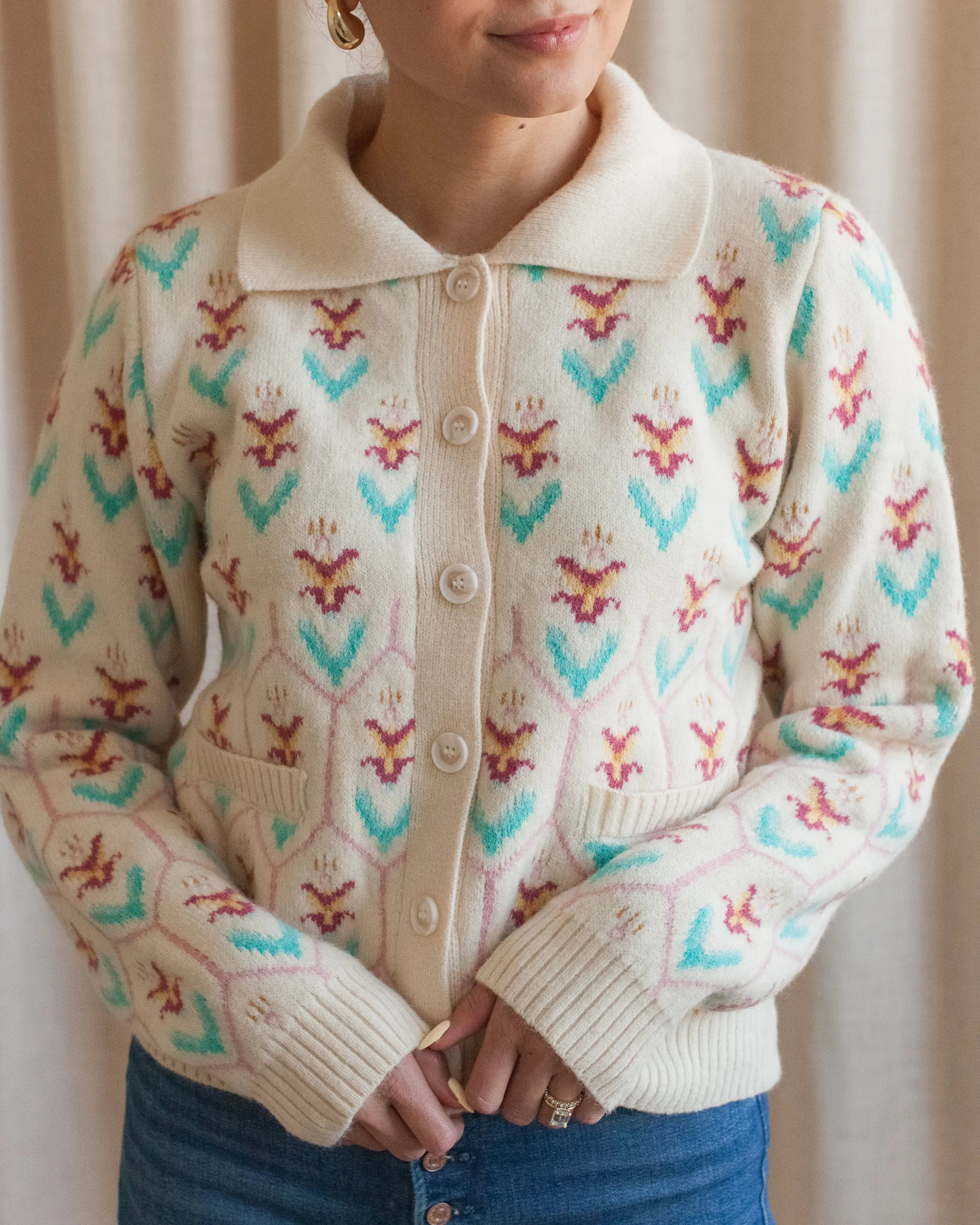 Breathable Open Weave Breathable Mesh Panels Ida Knit Cardigan