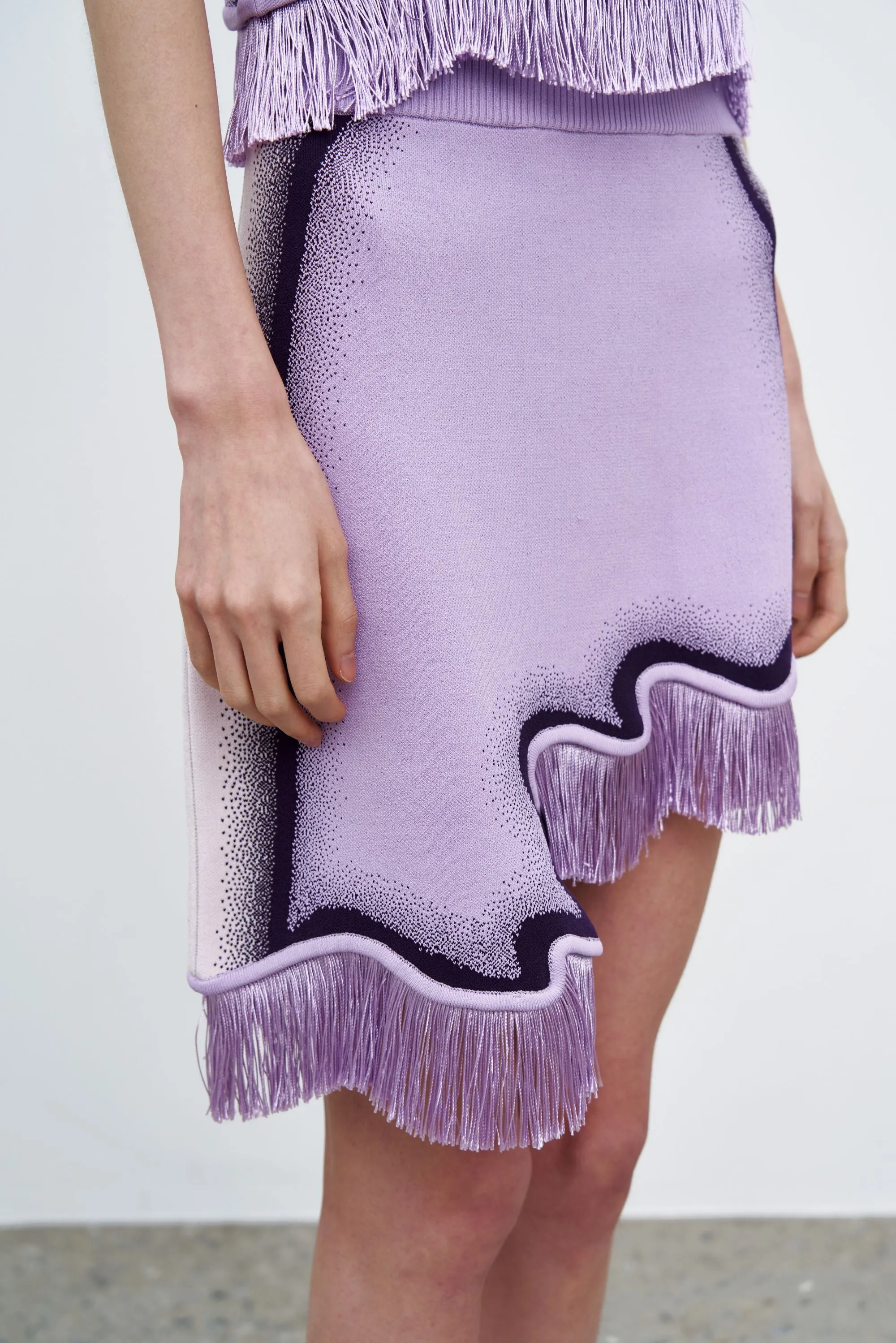 Multi-way wear RecycledPolyester AUDREY WAVY MINI SKIRT WITH FRINGE