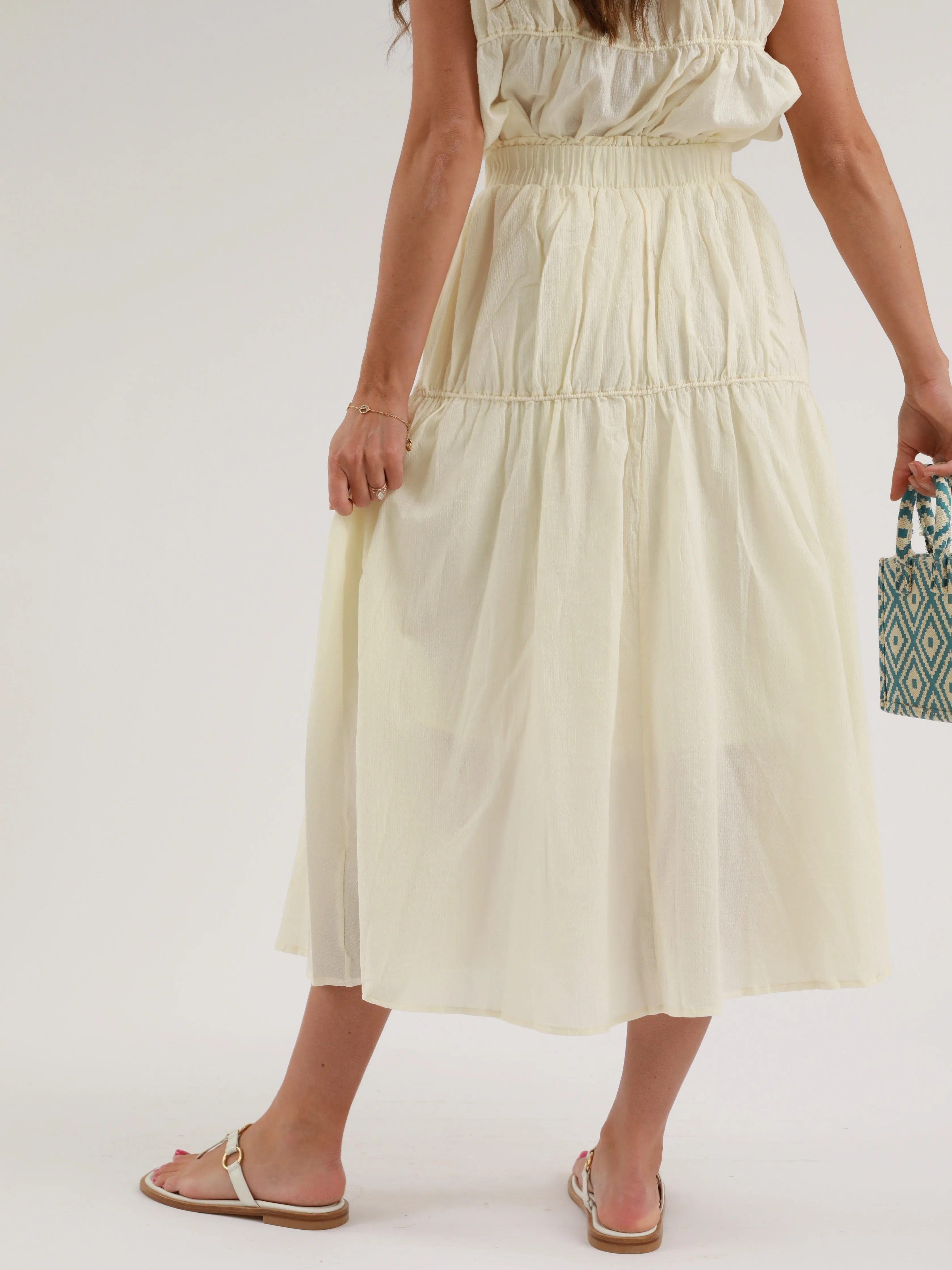 Charlie Ivory Skirt Metallic Finish Elegant Feel