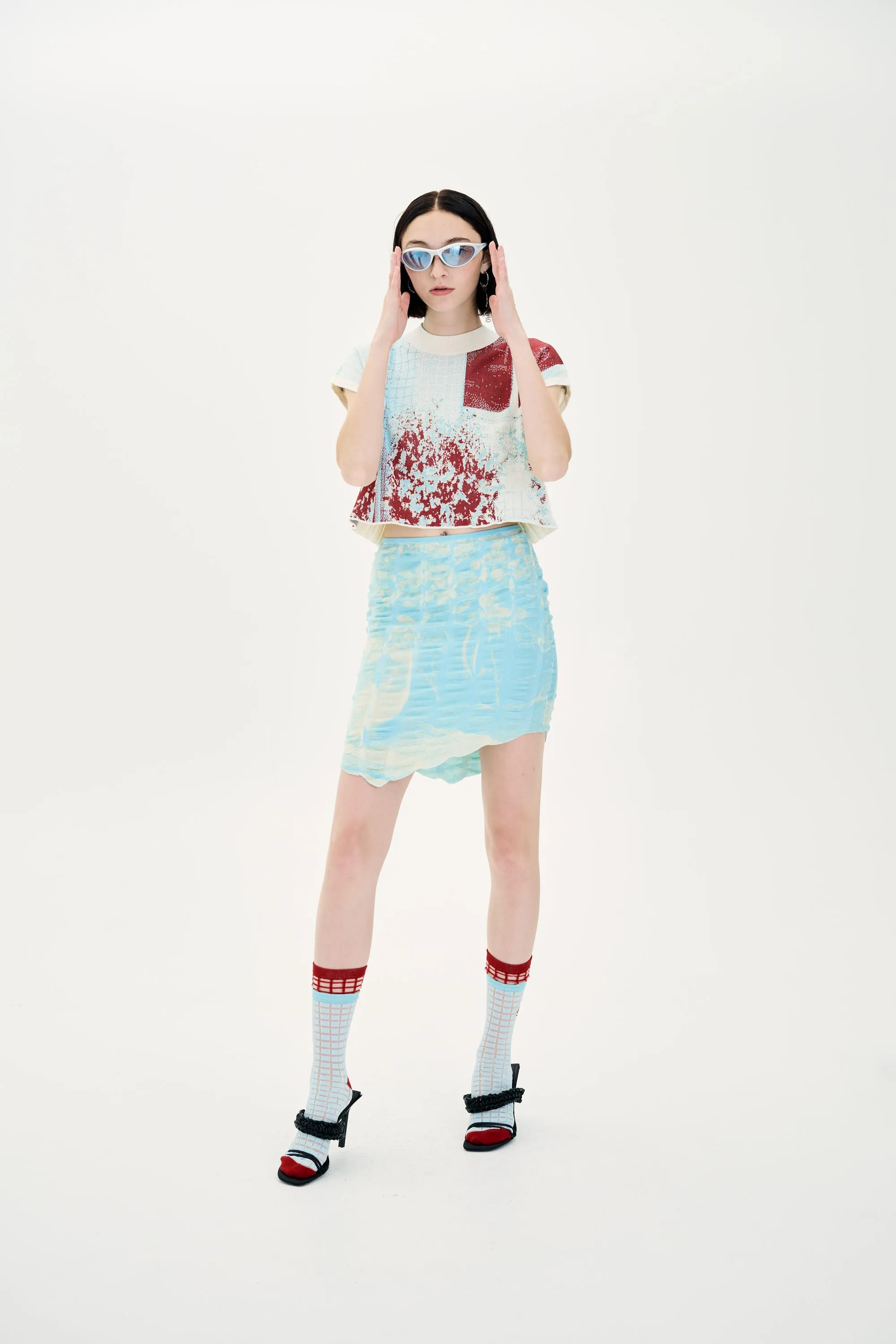 CHERRY DOG PRINT MINI SKIRT Comfy Wardrobe Erasable Logo Patch