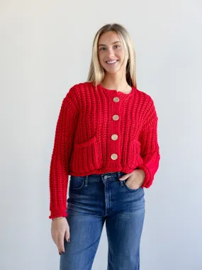 Moisture Wicking Fabric Sleek Fit Cherry Red Cardigan