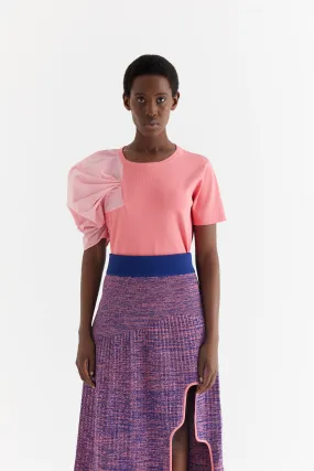 CHIARA PUFF SLEEVE TEE TonalStitching Weighted Hem Trim