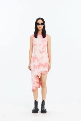 BROOKLYN ECO "TIE DYE" WAVY ASYMMETRIC DRESS Brunch Tone