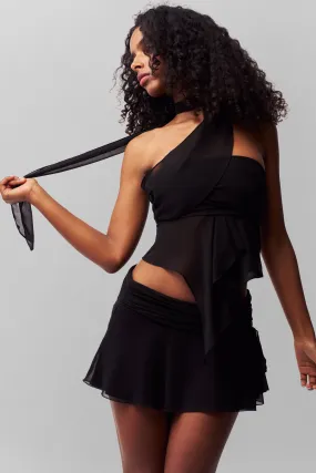 Chiffon Slit Mini Skirt Stretchy Influencer Style