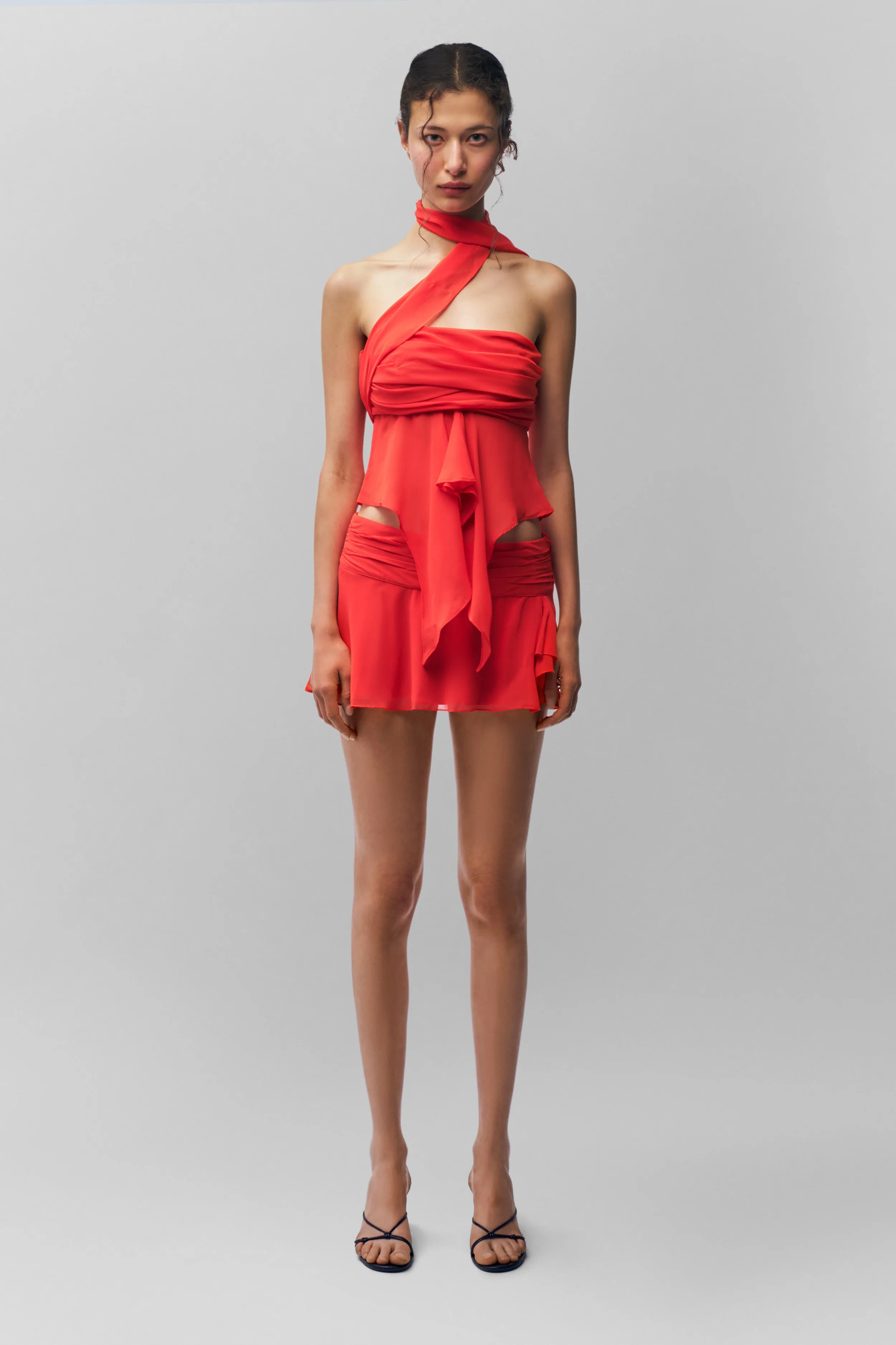 Simple Motion City Style Chiffon Slit Mini Skirt