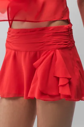 Chiffon Slit Mini Skirt Smooth Layer