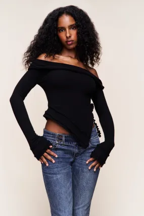 Soler Fold Over Knit Top Flexible Movement Comfy Base