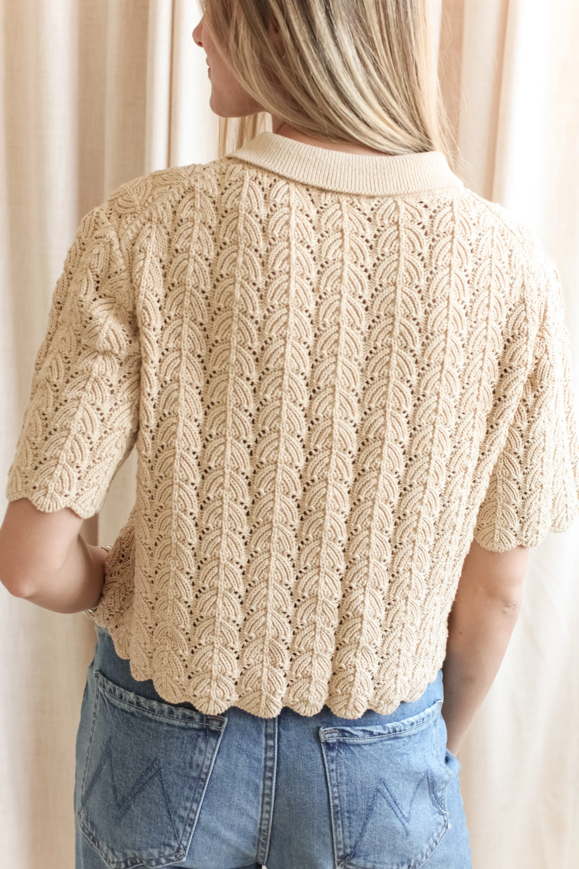 Esther Crocheted Cardigan- Camel Soft and Warm