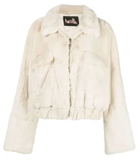 Easy Fit Piece EYES ON THE BACK FUR JACKET LT CREAM