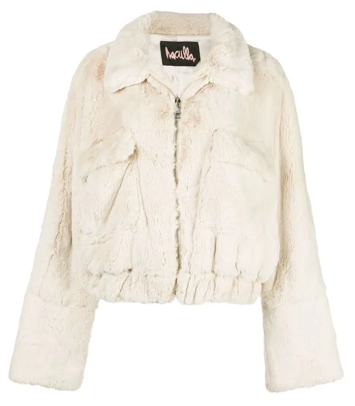 Easy Fit Piece EYES ON THE BACK FUR JACKET LT CREAM