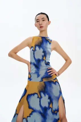 CLAIRE TIE-DYE BOATNECK TANK Flatlock Stitching Technique