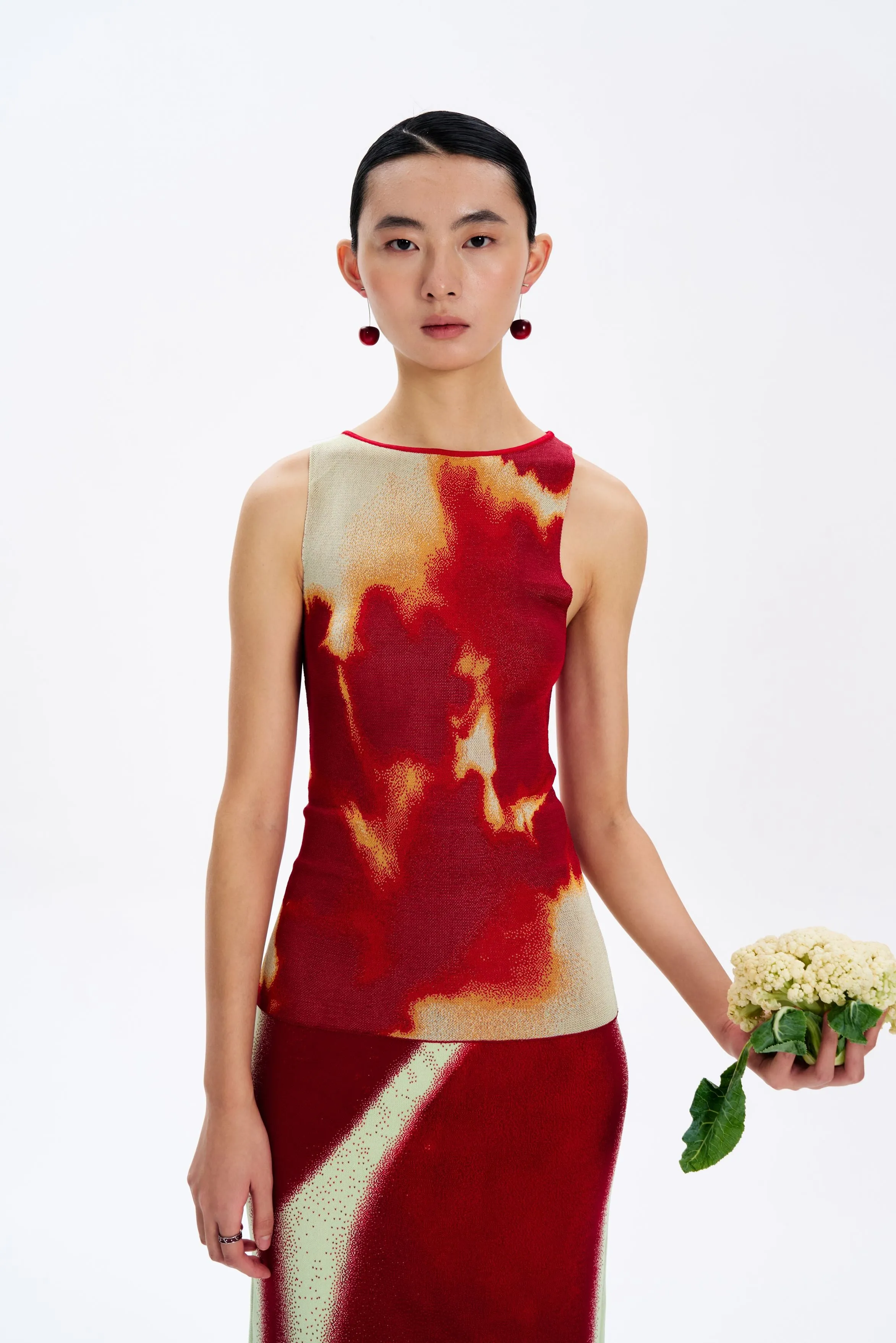 ContrastPlacket CLAIRE TIE-DYE BOATNECK TANK